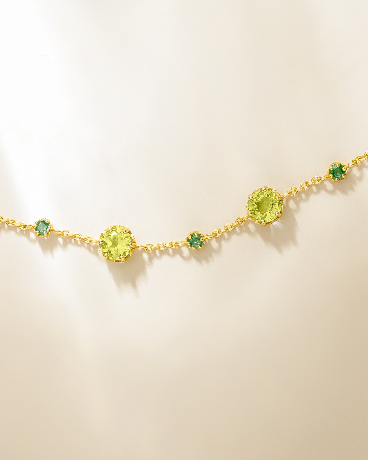 Emerald & Peridot Bracelet in 18k Gold Vermeil