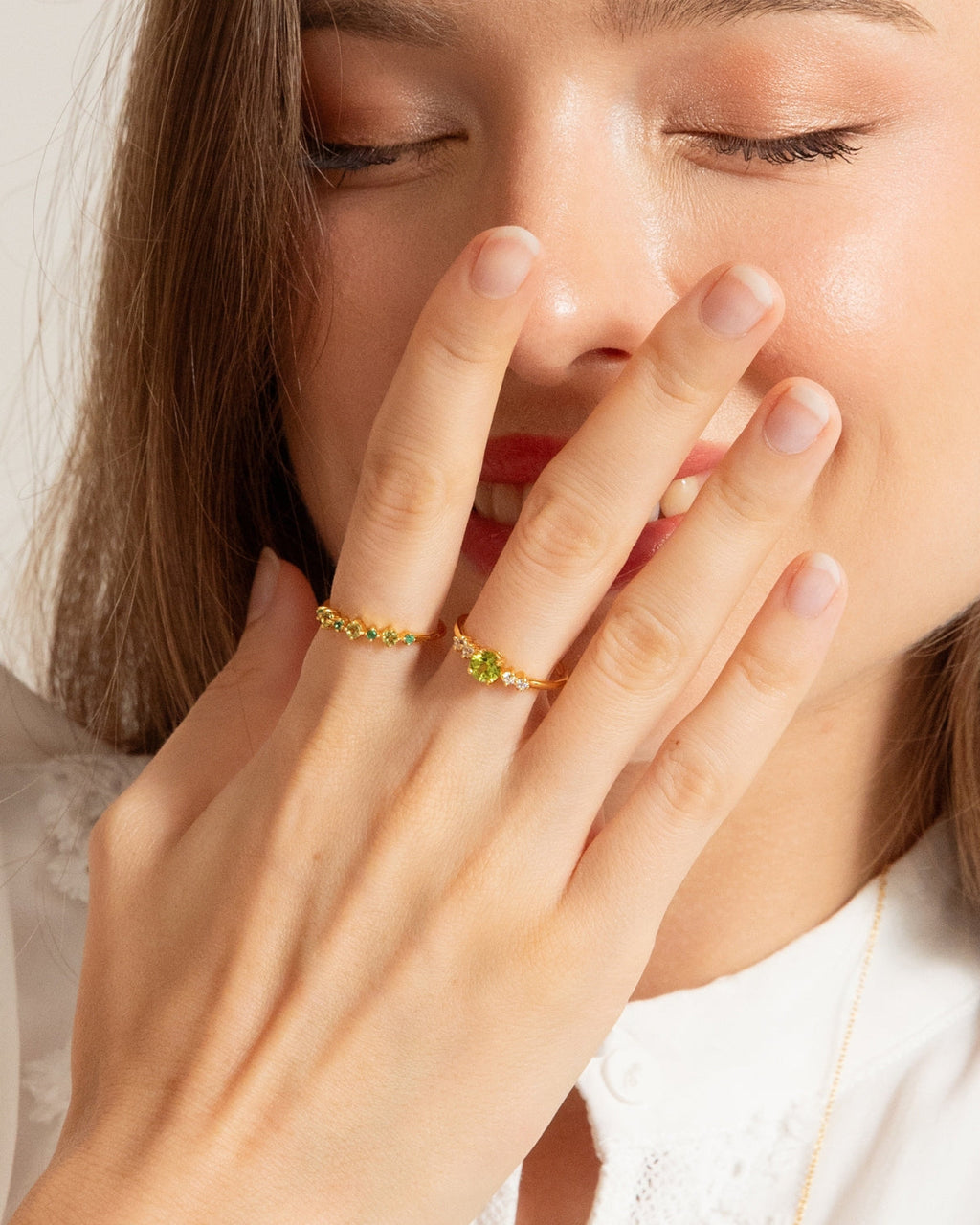 Emerald & Peridot Stackable Half Eternity Band in 18K Gold Vermeil
