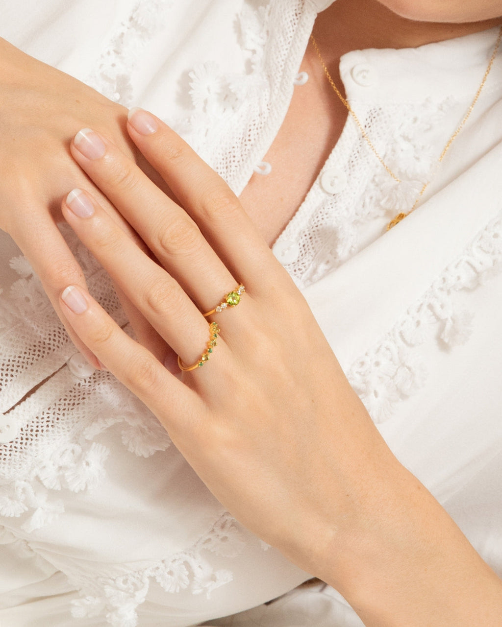 Emerald & Peridot Stackable Half Eternity Band in 18K Gold Vermeil