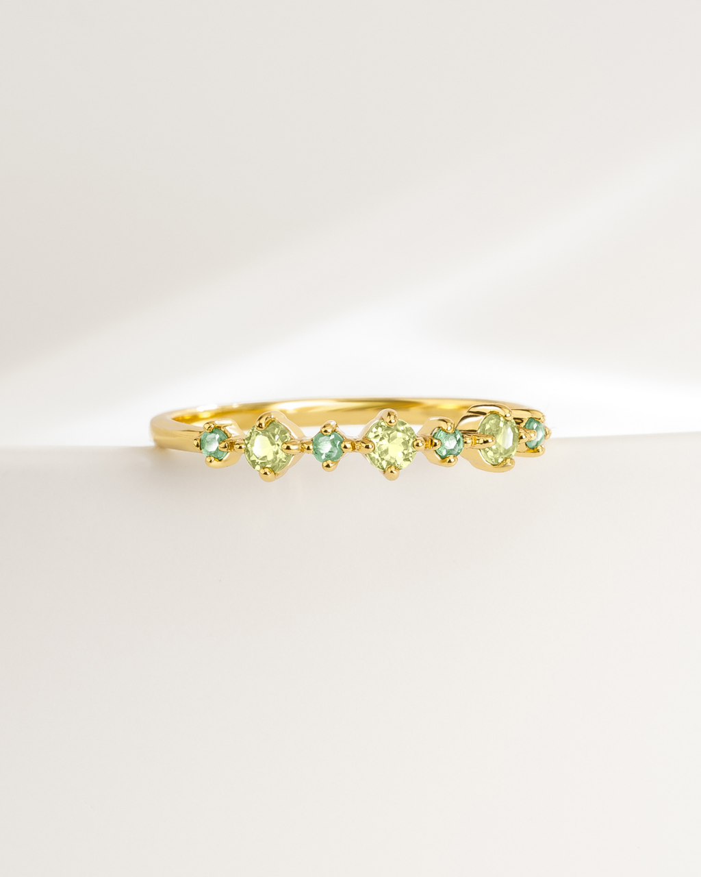 Emerald & Peridot Stackable Half Eternity Band in 18K Gold Vermeil