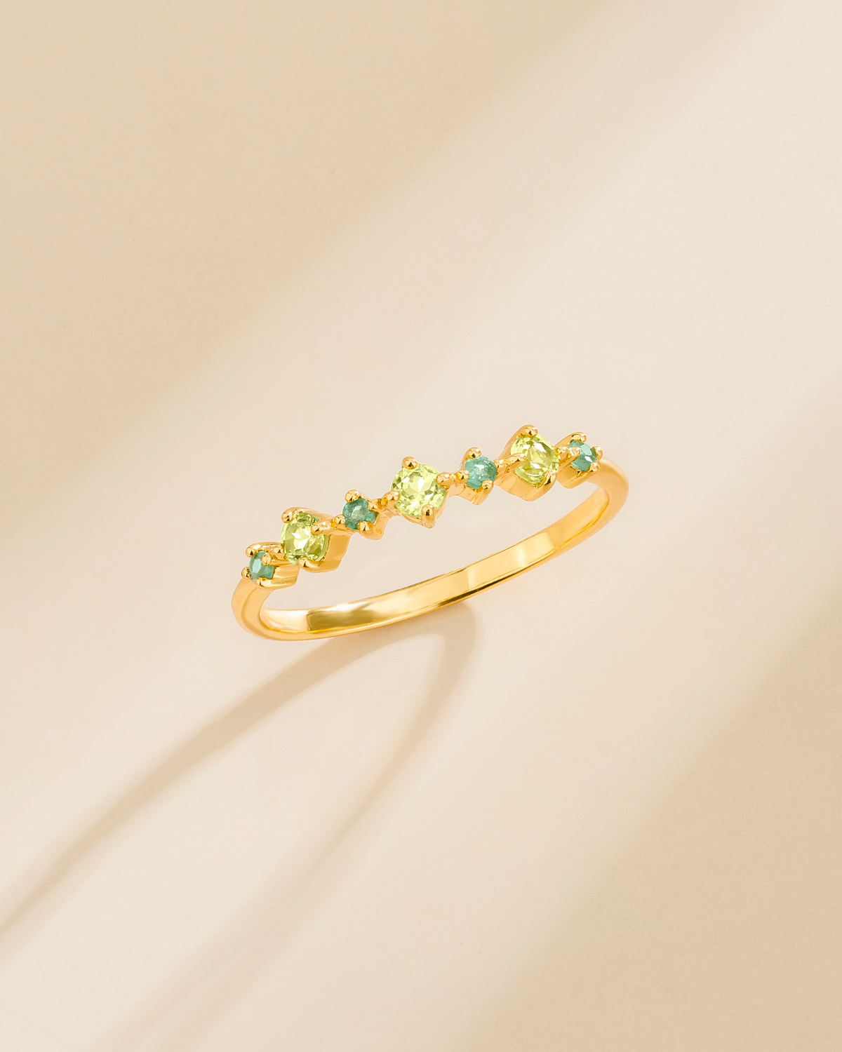 Emerald & Peridot Stackable Half Eternity Band in 18K Gold Vermeil