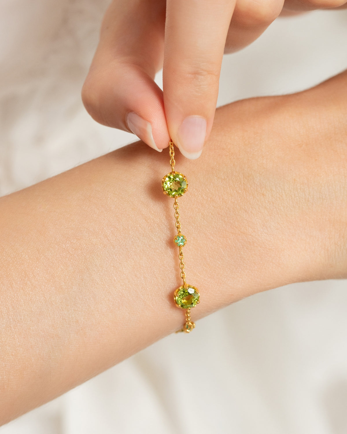 Emerald & Peridot Bracelet in 18k Gold Vermeil