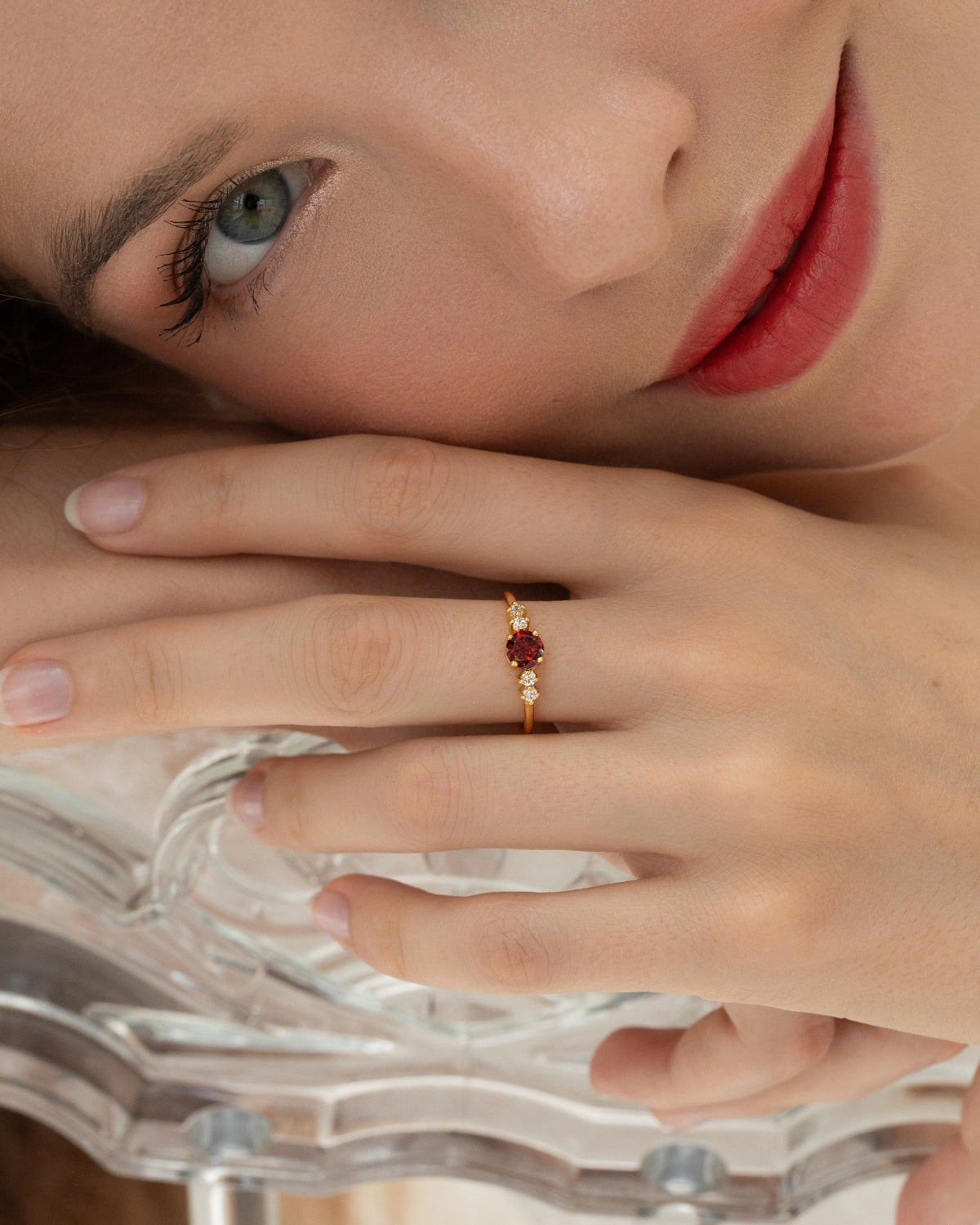 Garnet Everyday Jewellery Gift Set in 18k Gold Vermeil