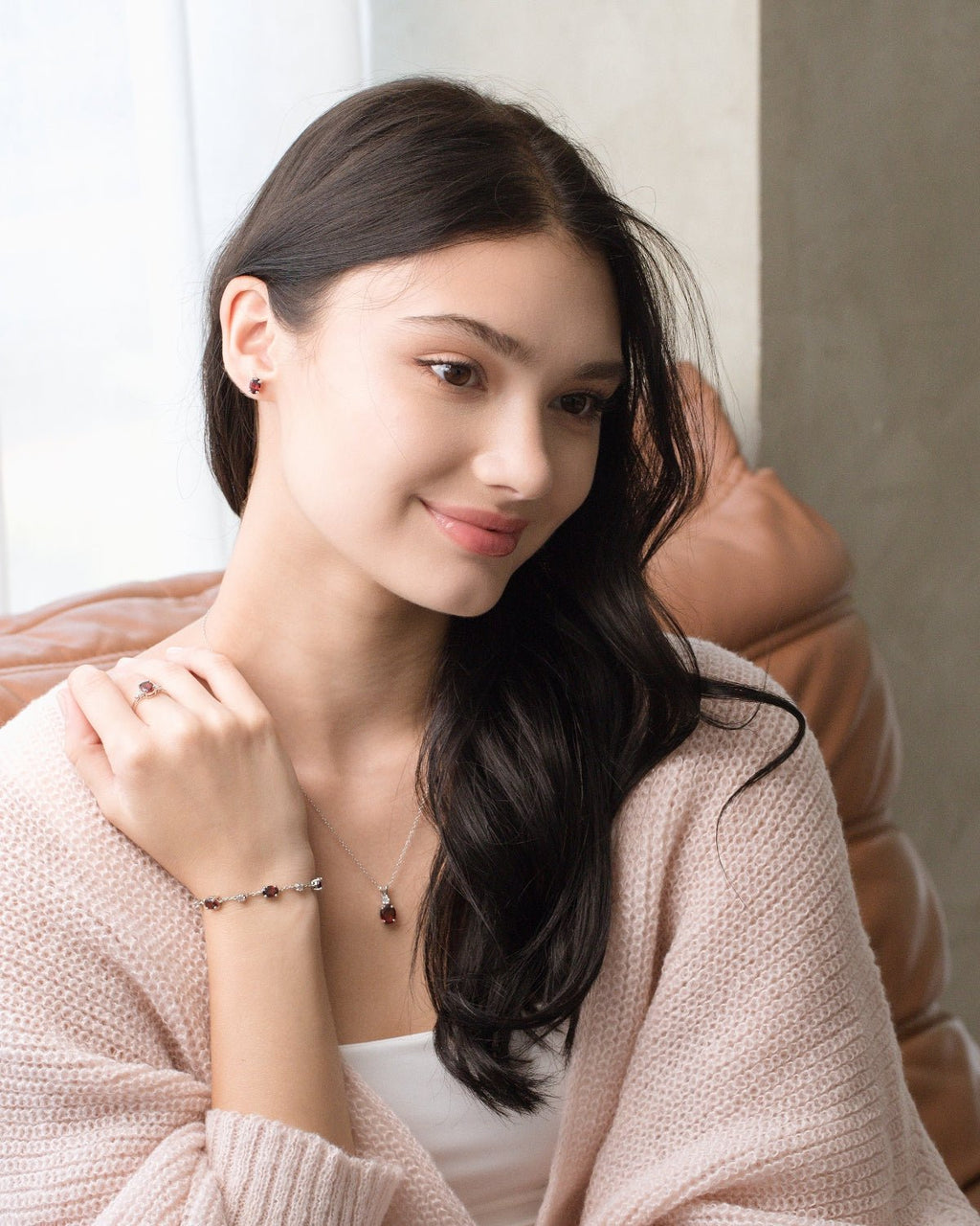 Garnet Bracelet in Sterling Silver