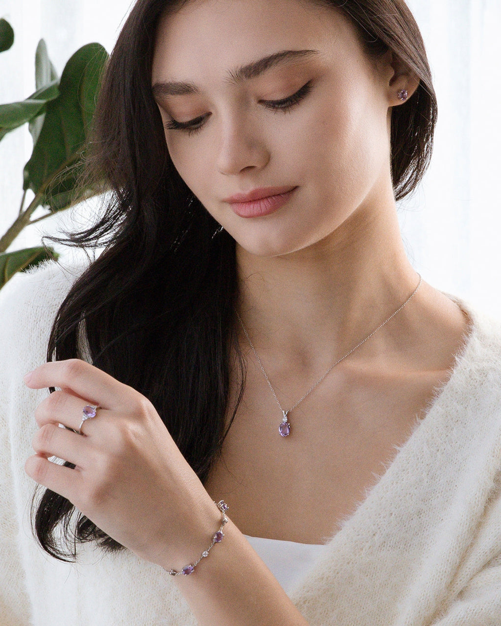 Complete Set - Amethyst Jewellery Set in Sterling Silver