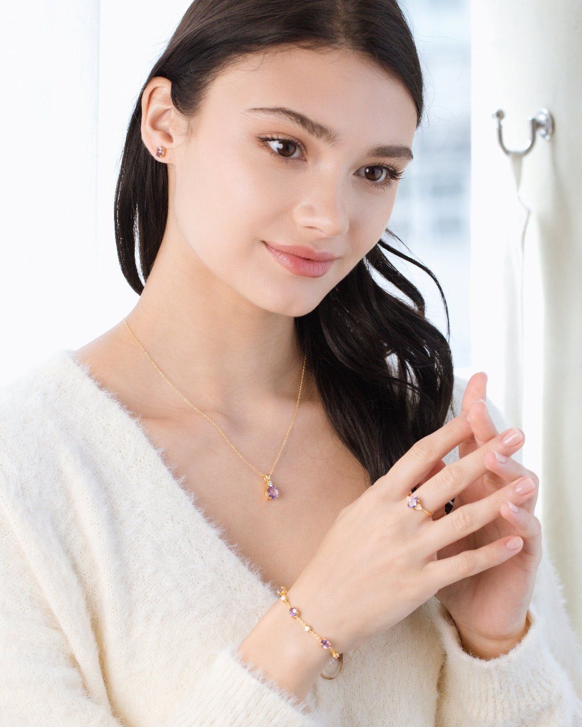 Mini Set 1 - Amethyst Jewellery Set in 18k Gold Vermeil