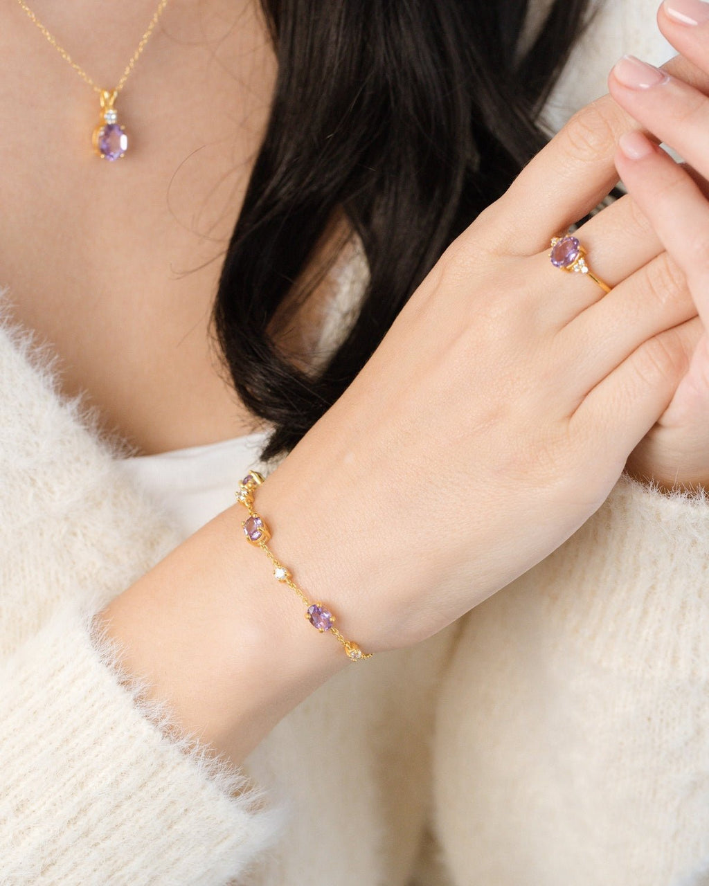 Lavender Amethyst Bracelet in 18k Gold Vermeil