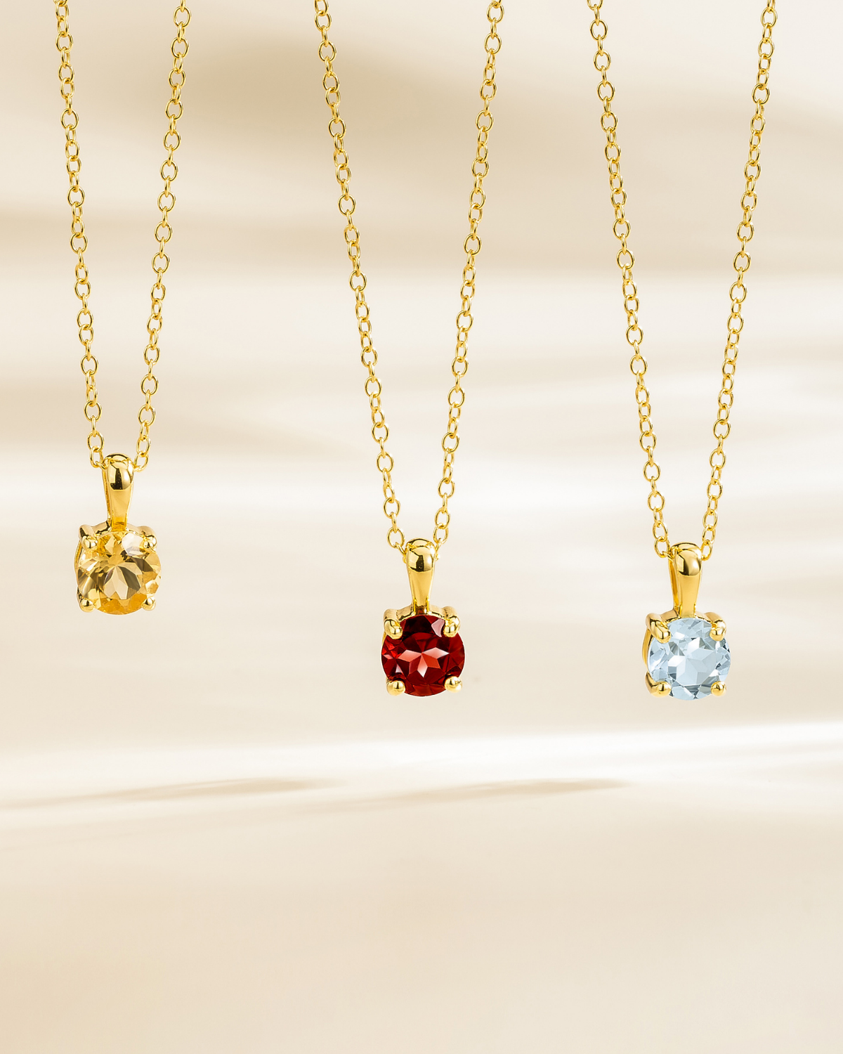 Garnet Solitaire Pendant Necklace in 18k Gold Vermeil