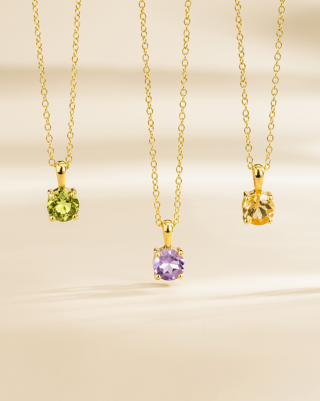 Peridot Solitaire Pendant Necklace in 18k Gold Vermeil