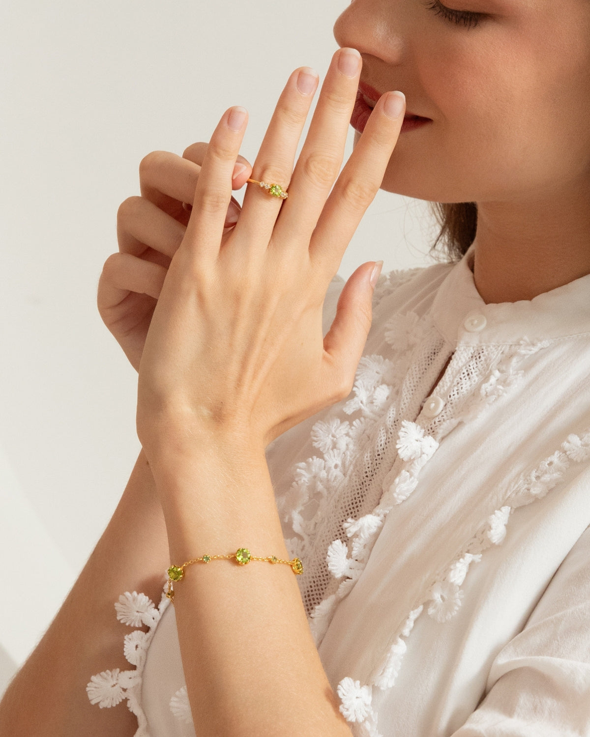 Emerald & Peridot Bracelet in 18k Gold Vermeil