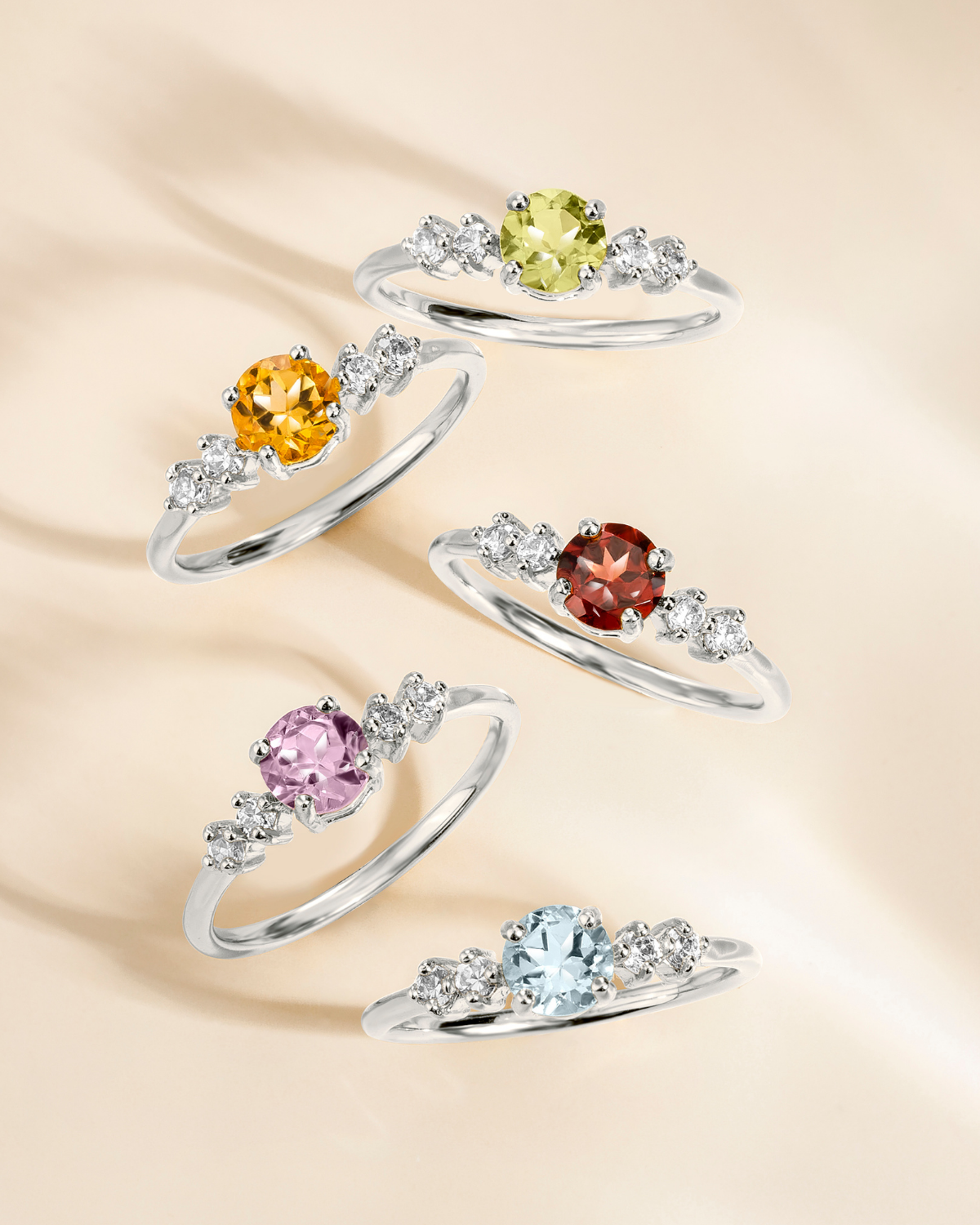 Citrine Five Stone Ring in Sterling Silver