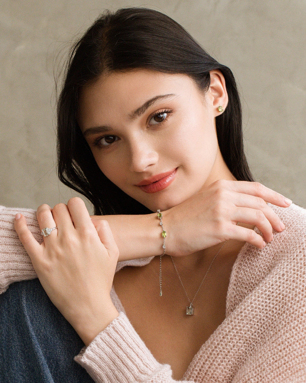 Peridot Oval Stud Earrings in Sterling Silver