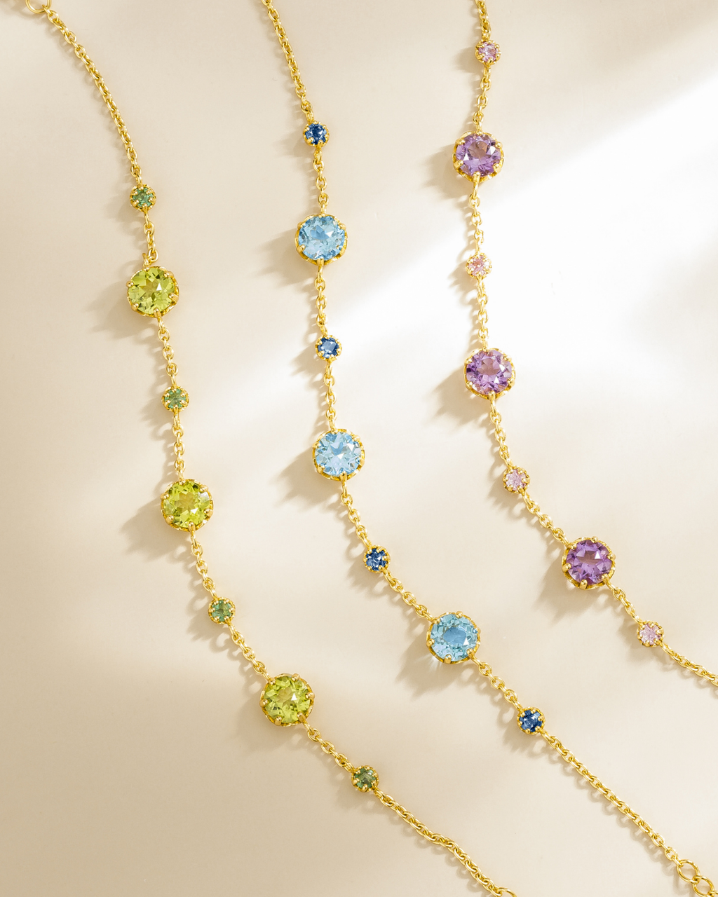 Pink Sapphire & Amethyst Bracelet in 18k Gold Vermeil