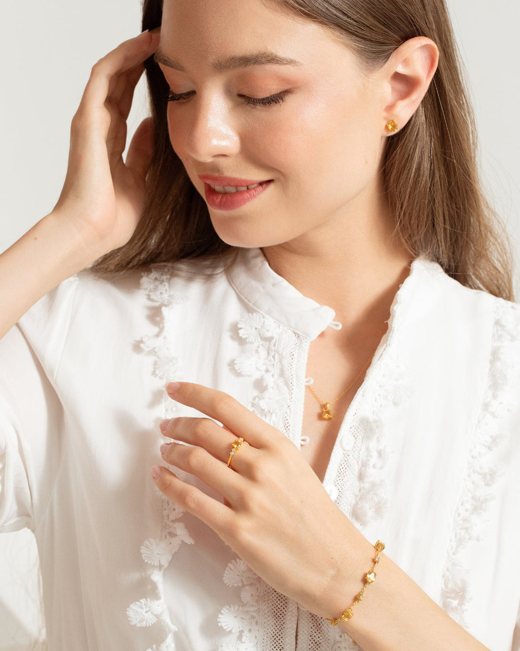 Citrine Five Stone Ring in 18k Gold Vermeil