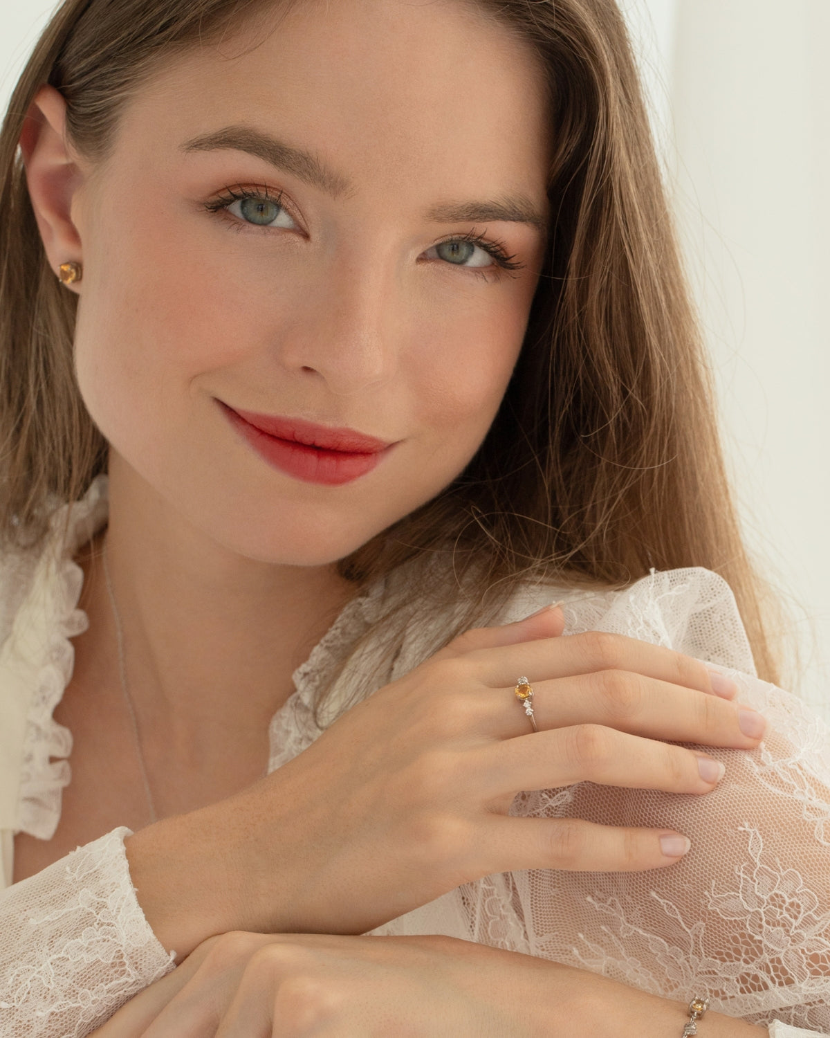 Citrine Five Stone Ring in Sterling Silver