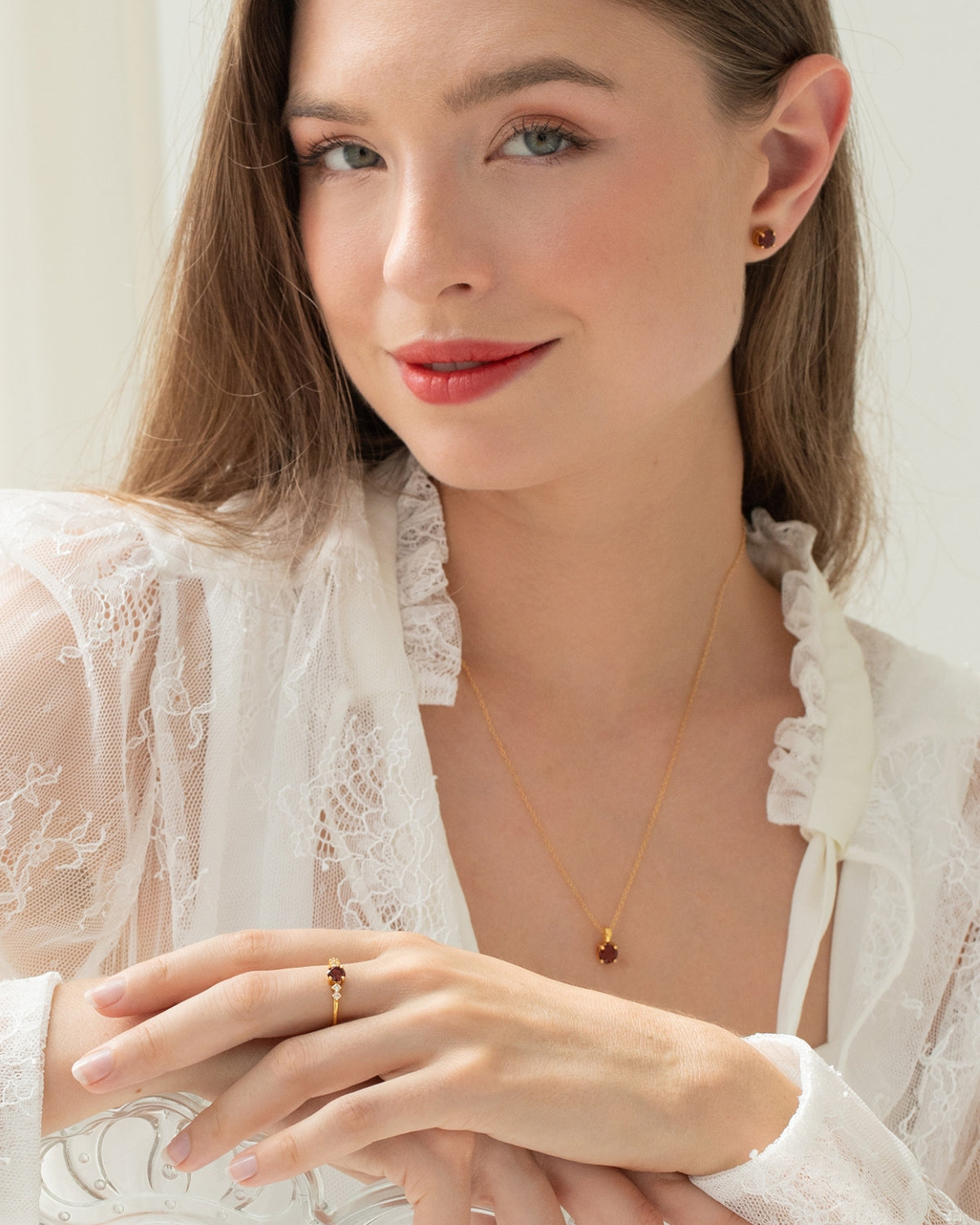 Garnet Five Stone Ring in 18k Gold Vermeil