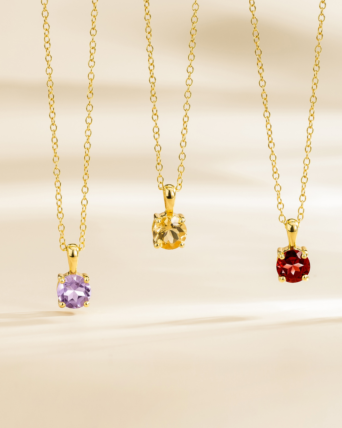 Citrine Solitaire Pendant Necklace in 18k Gold Vermeil