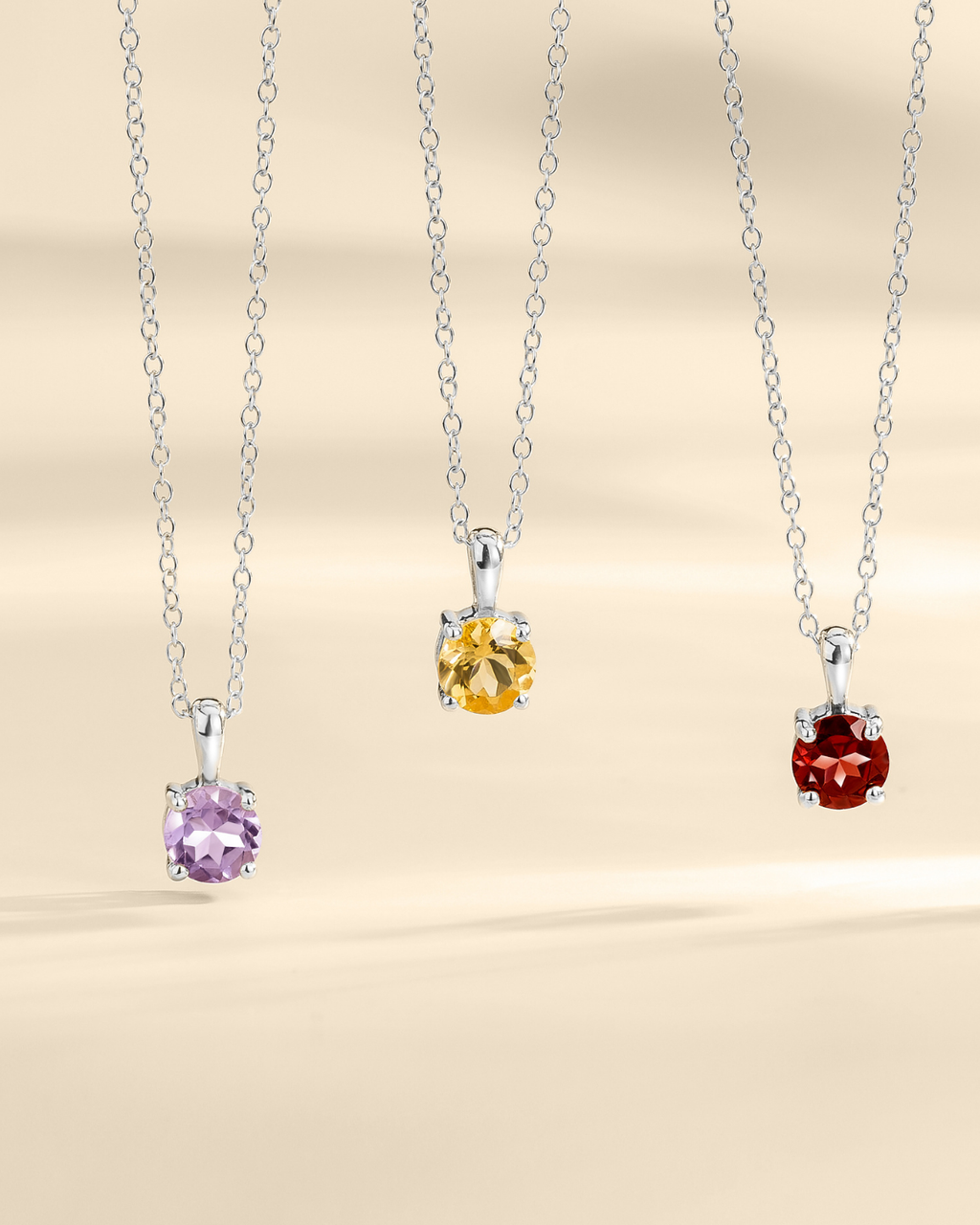 Citrine Solitaire Pendant Necklace in Sterling Silver