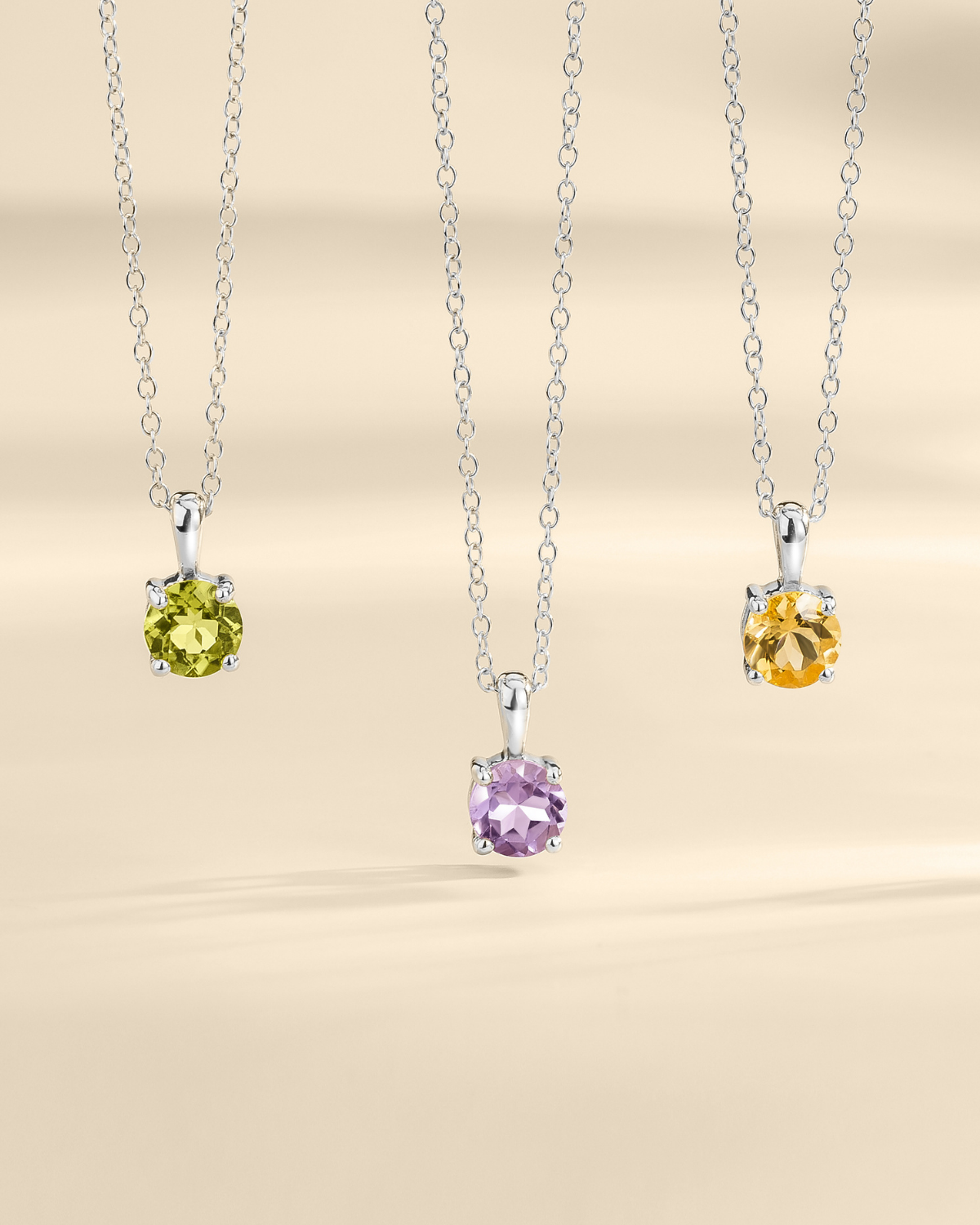 Lavender Amethyst Solitaire Pendant Necklace in Sterling Silver