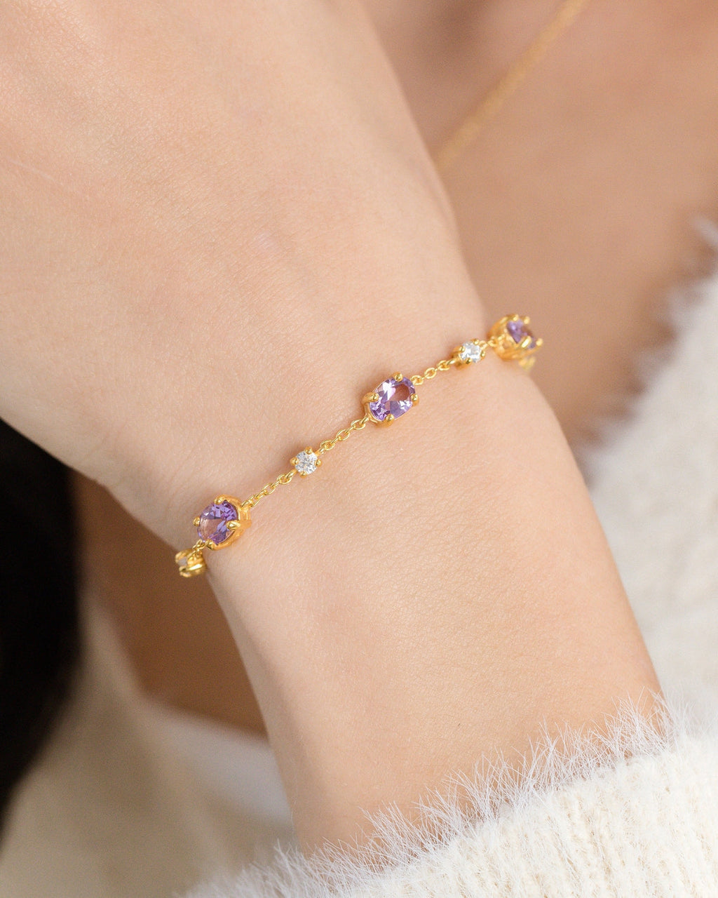 Lavender Amethyst Bracelet in 18k Gold Vermeil