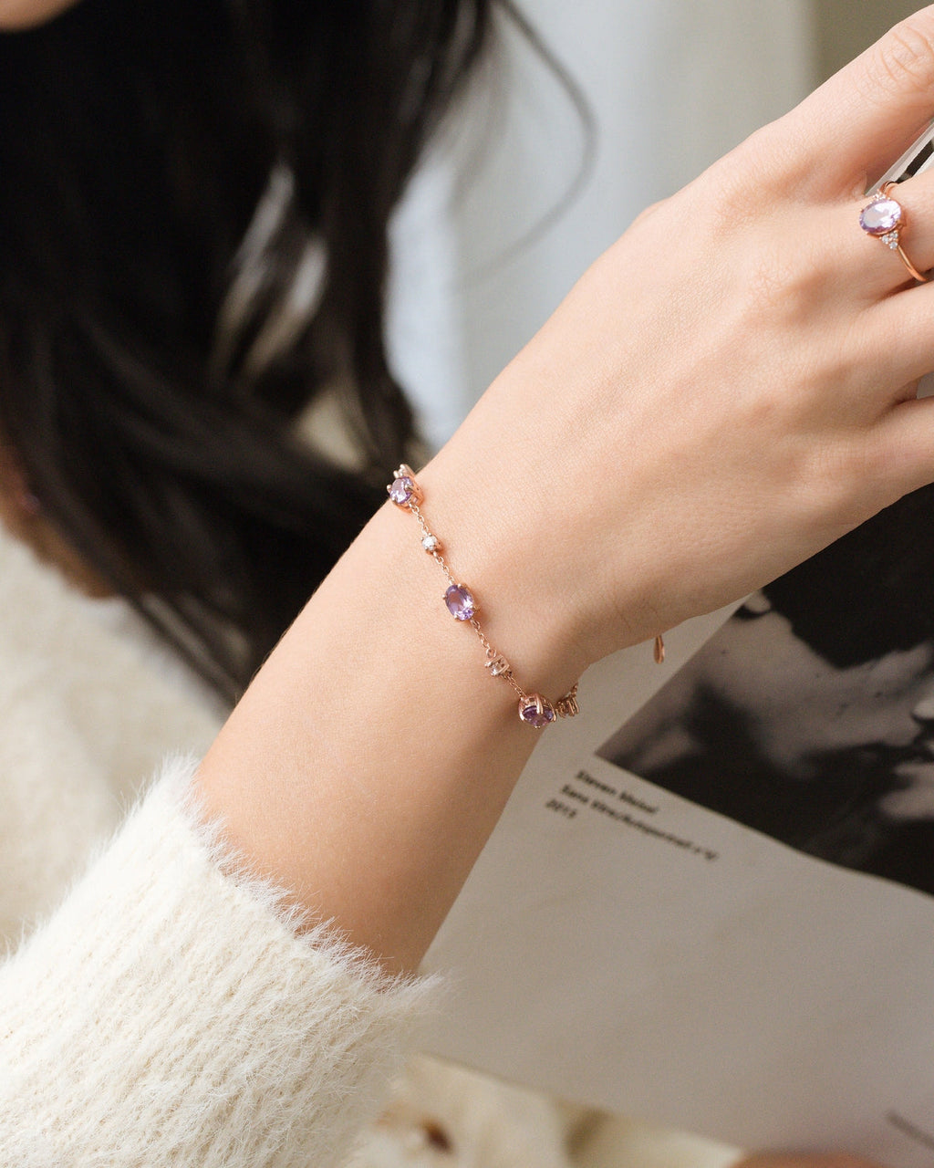 Complete Set - Amethyst Jewellery Set in 18k Rose Gold Vermeil