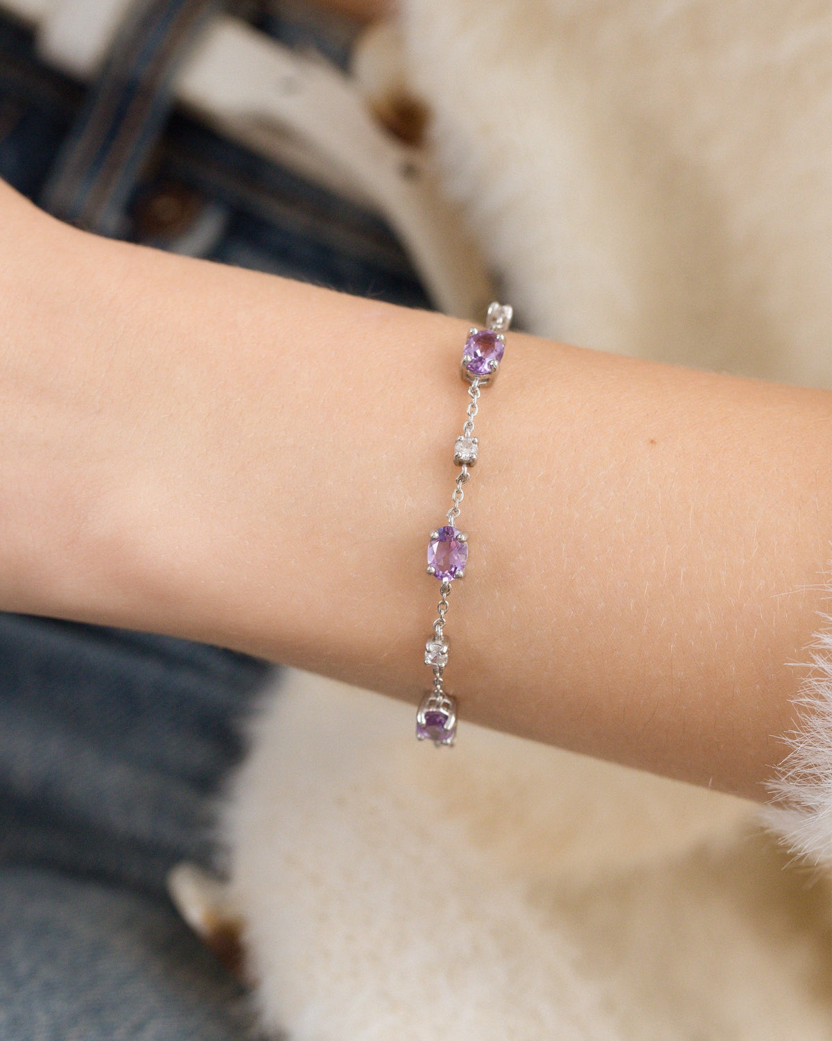 Lavender Amethyst Bracelet in Sterling Silver