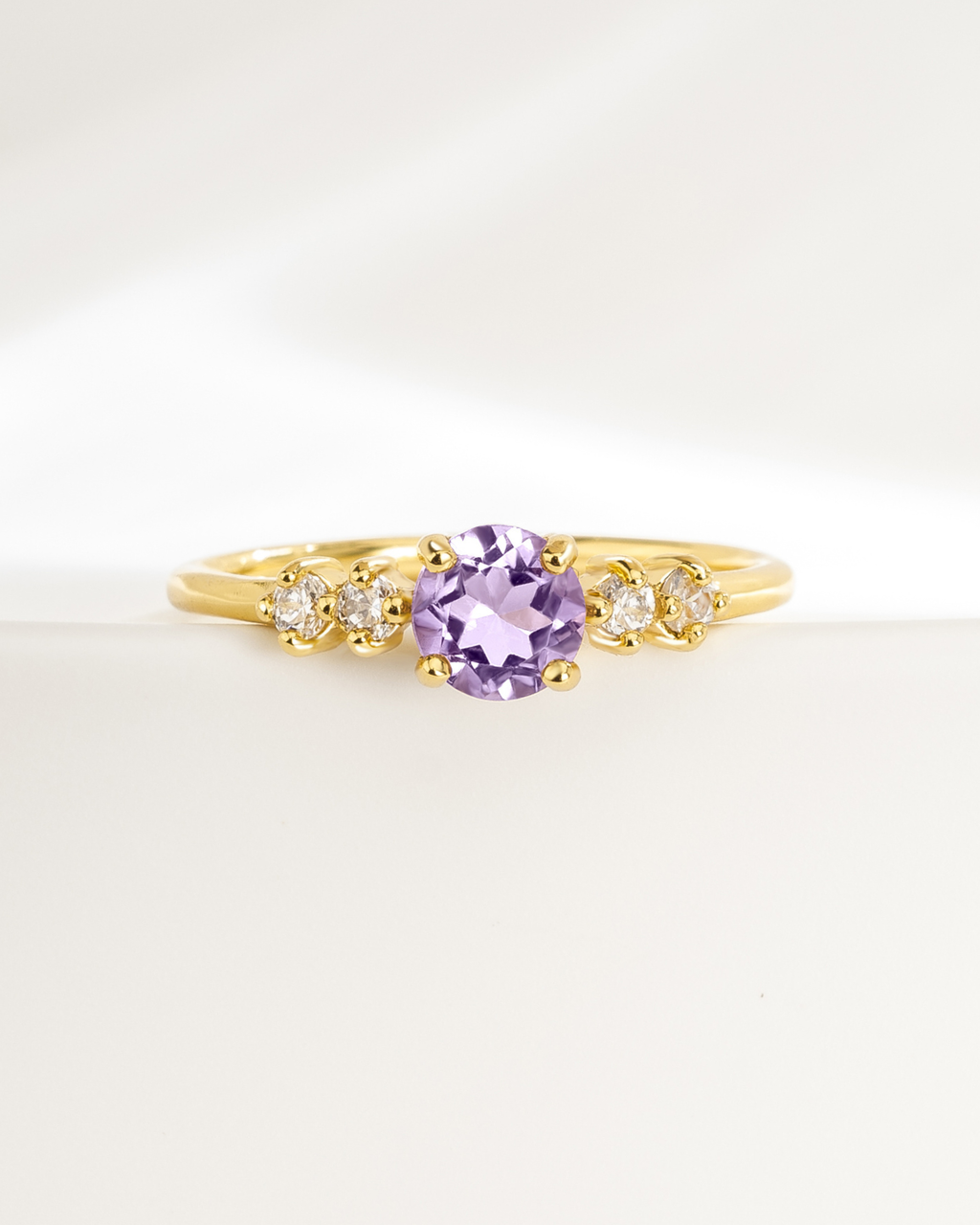Lavender Amethyst Five Stone Ring in 18k Gold Vermeil