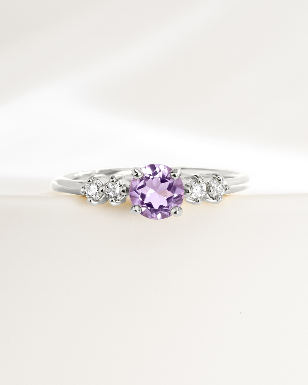 Lavender Amethyst Five Stone Ring in Sterling Silver
