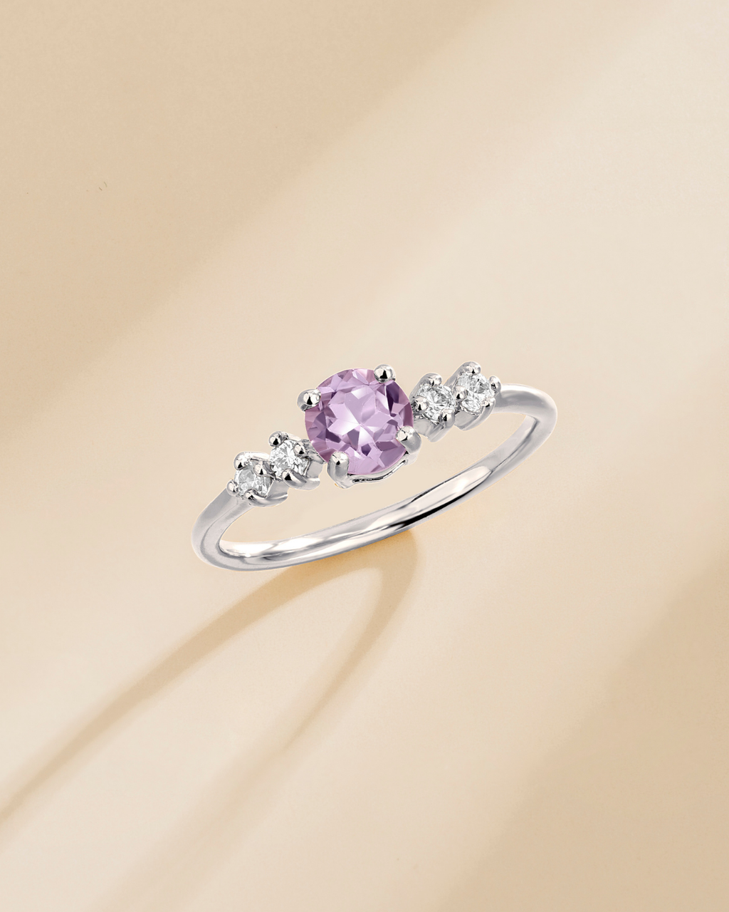Lavender Amethyst Five Stone Ring in Sterling Silver