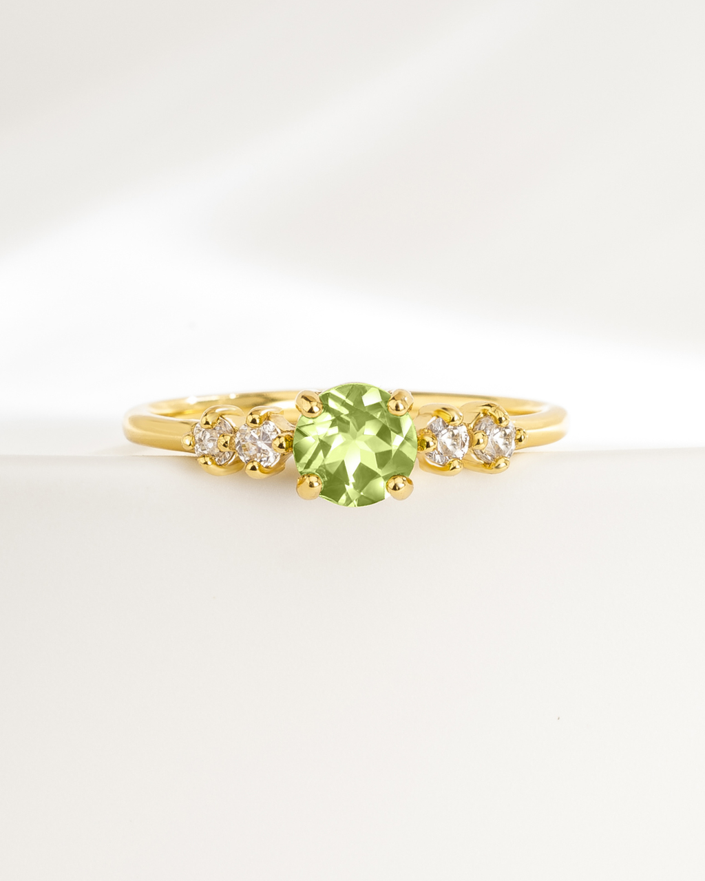 Peridot Five Stone Ring in 18k Gold Vermeil