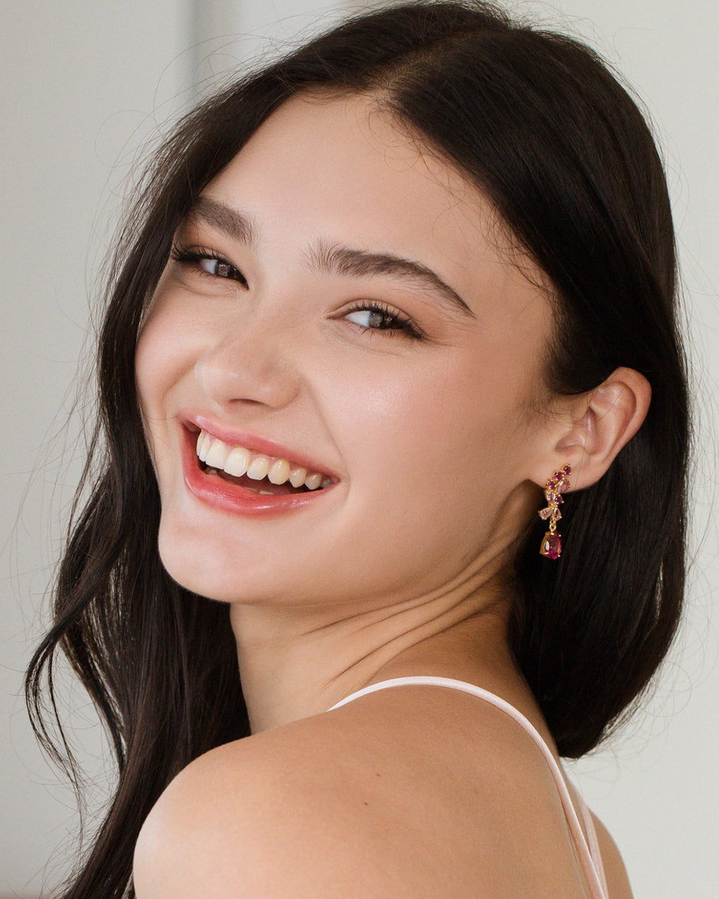 Pink Gemstone Drop Earrings in 18k Gold Vermeil