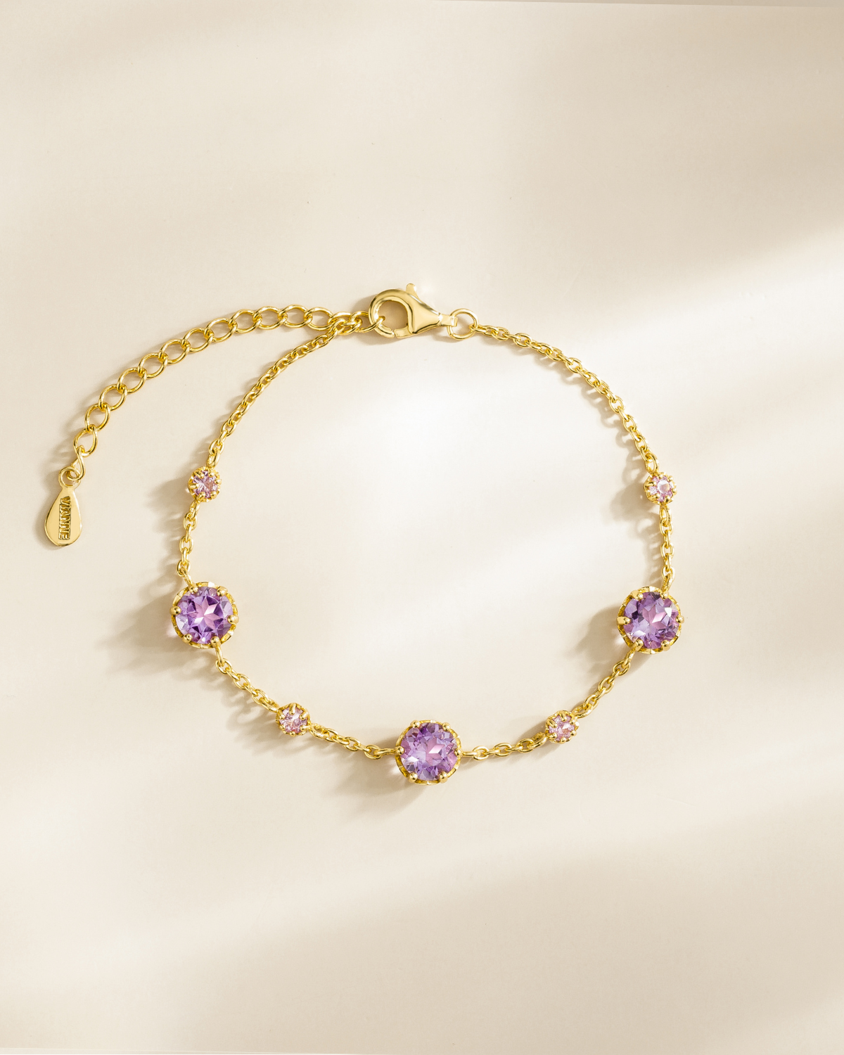 Pink Sapphire & Amethyst Bracelet in 18k Gold Vermeil