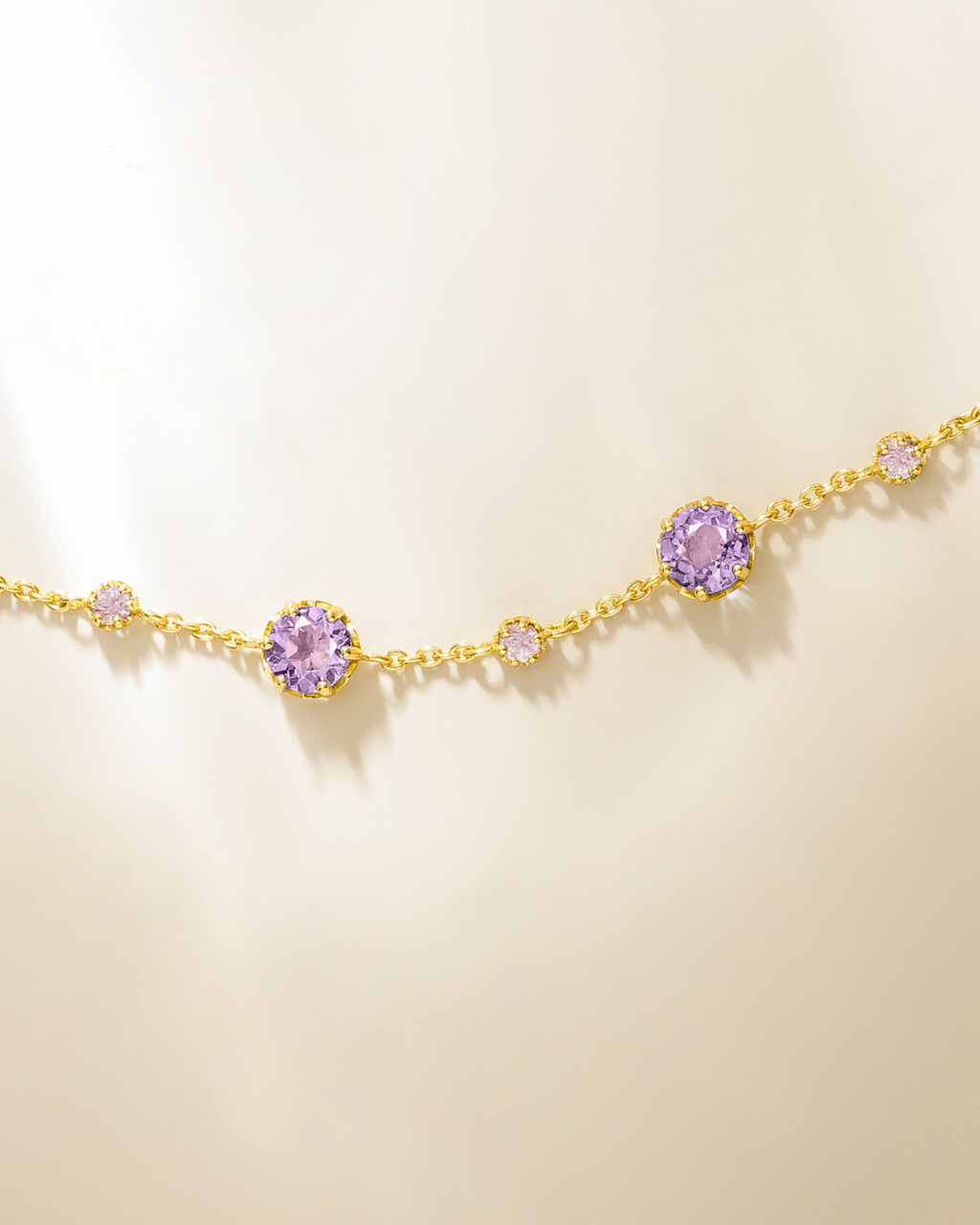 Pink Sapphire & Amethyst Bracelet in 18k Gold Vermeil
