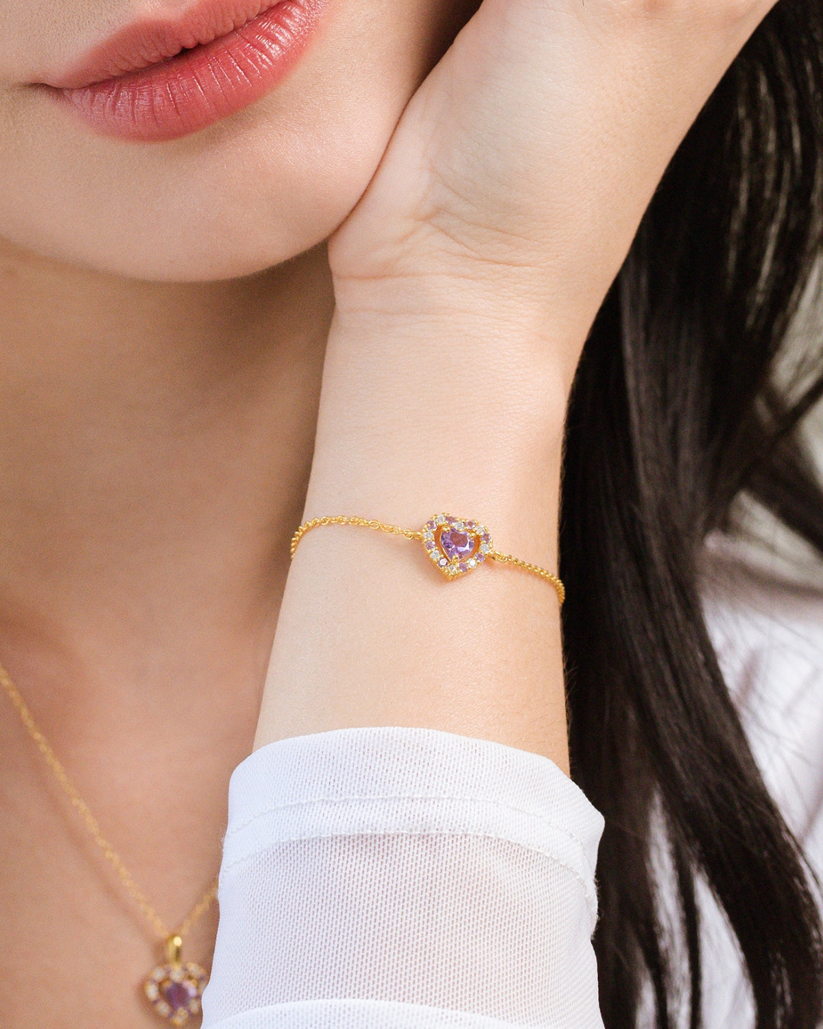 Purple Heart Lavender Amethyst Bracelet in 18k Gold Vermeil