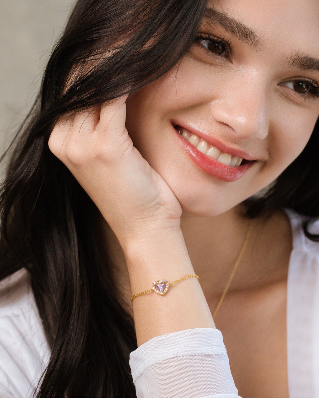 Purple Heart Lavender Amethyst Bracelet in 18k Gold Vermeil