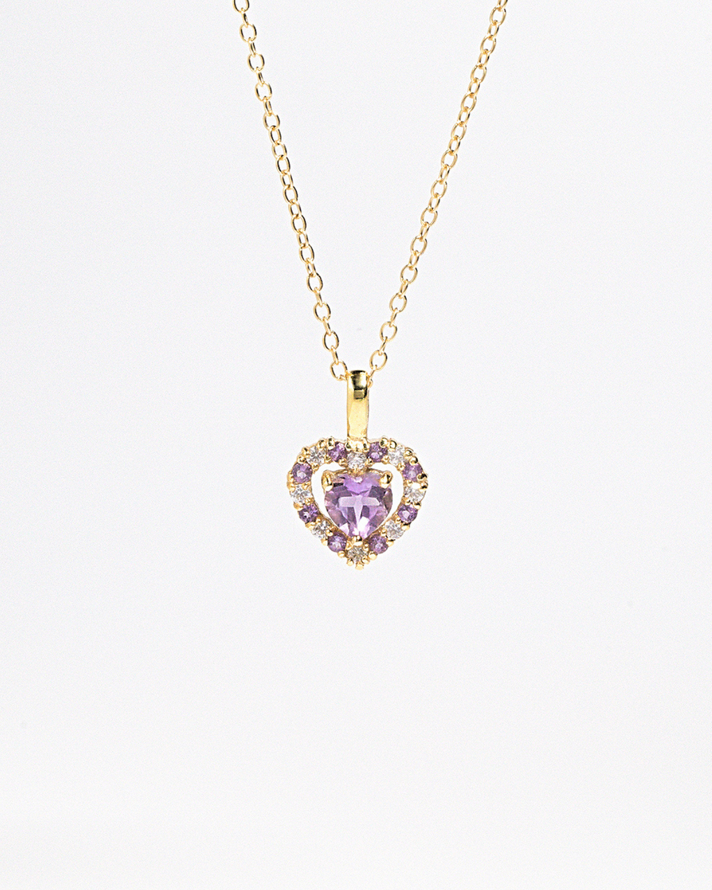 Purple Heart Lavender Amethyst Pendant Necklace in 18k Gold Vermeil