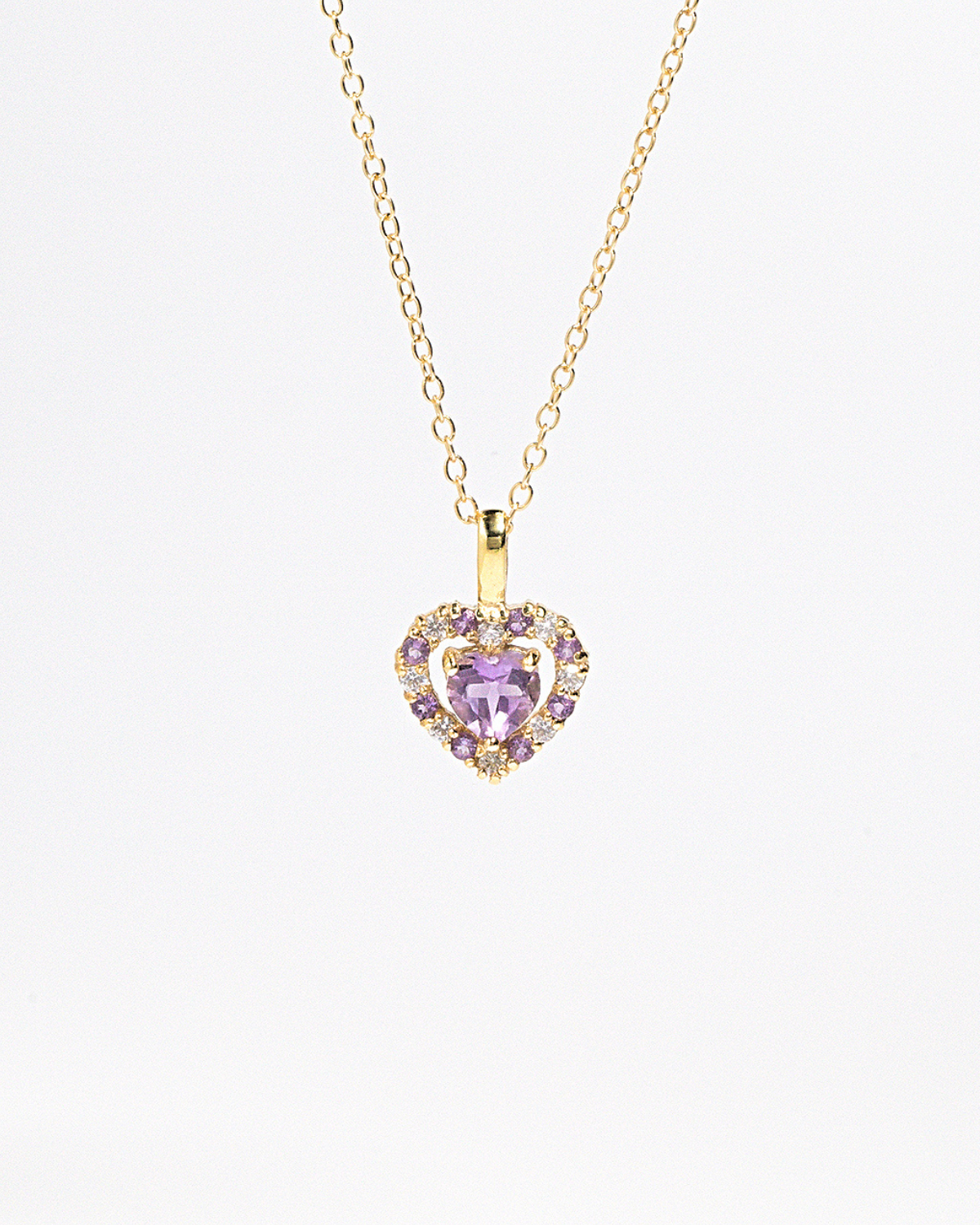 Purple Heart Lavender Amethyst Pendant Necklace in 18k Gold Vermeil