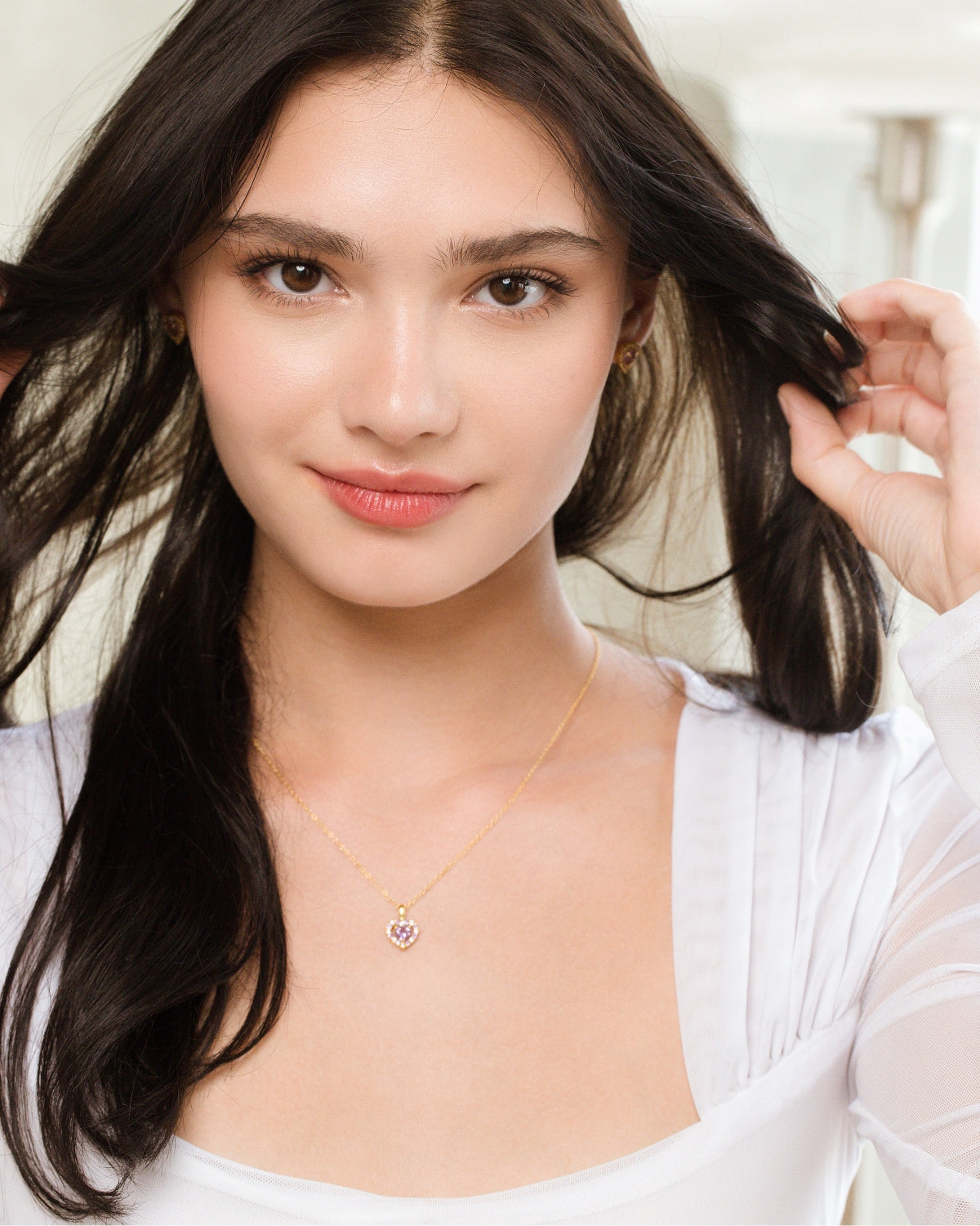 Purple Heart Lavender Amethyst Pendant Necklace in 18k Gold Vermeil