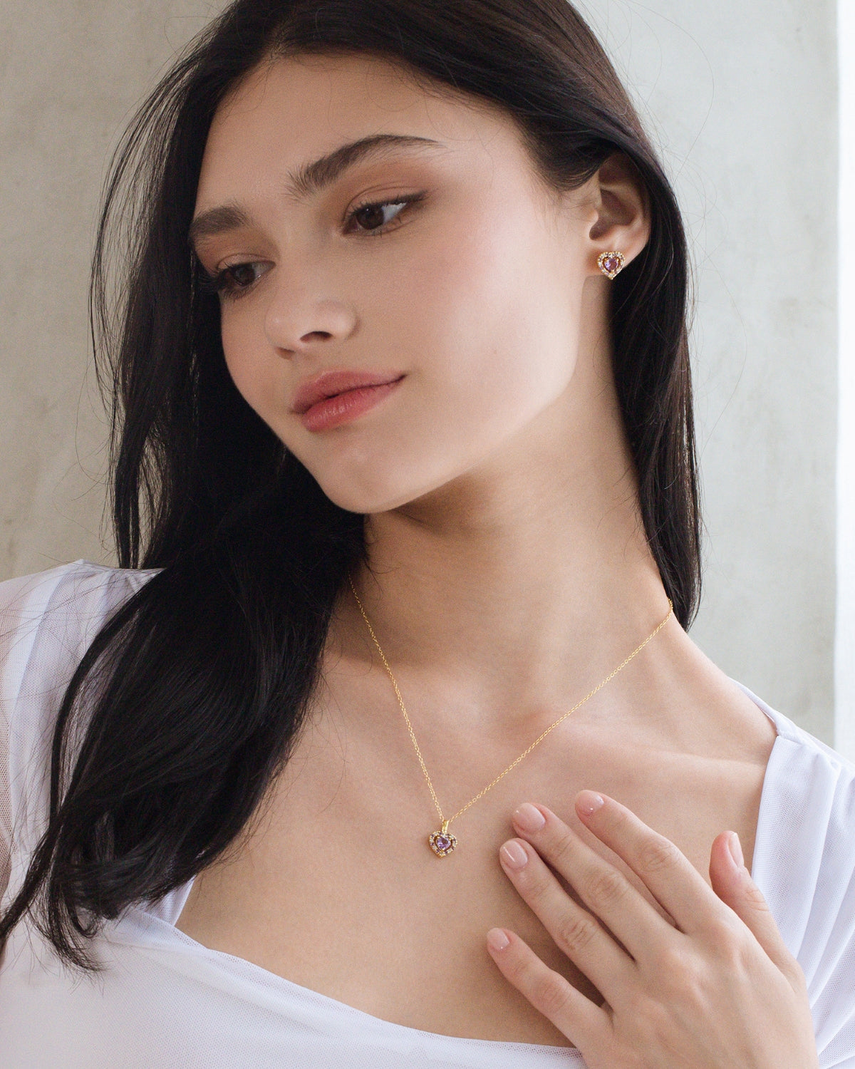 Purple Heart Lavender Amethyst Stud Earrings in 18k Gold Vermeil