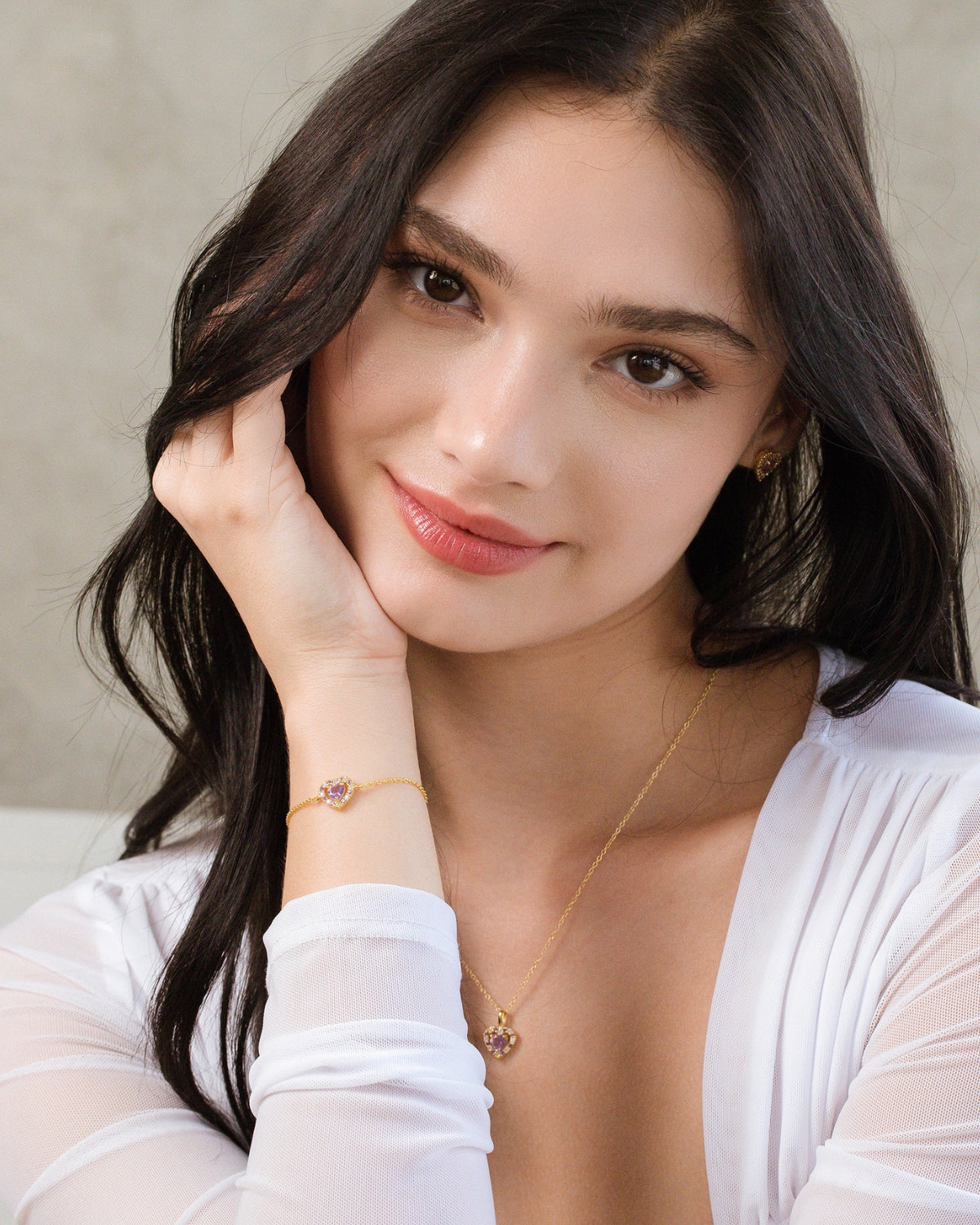 Purple Heart Lavender Amethyst Jewellery Set in 18k Gold Vermeil