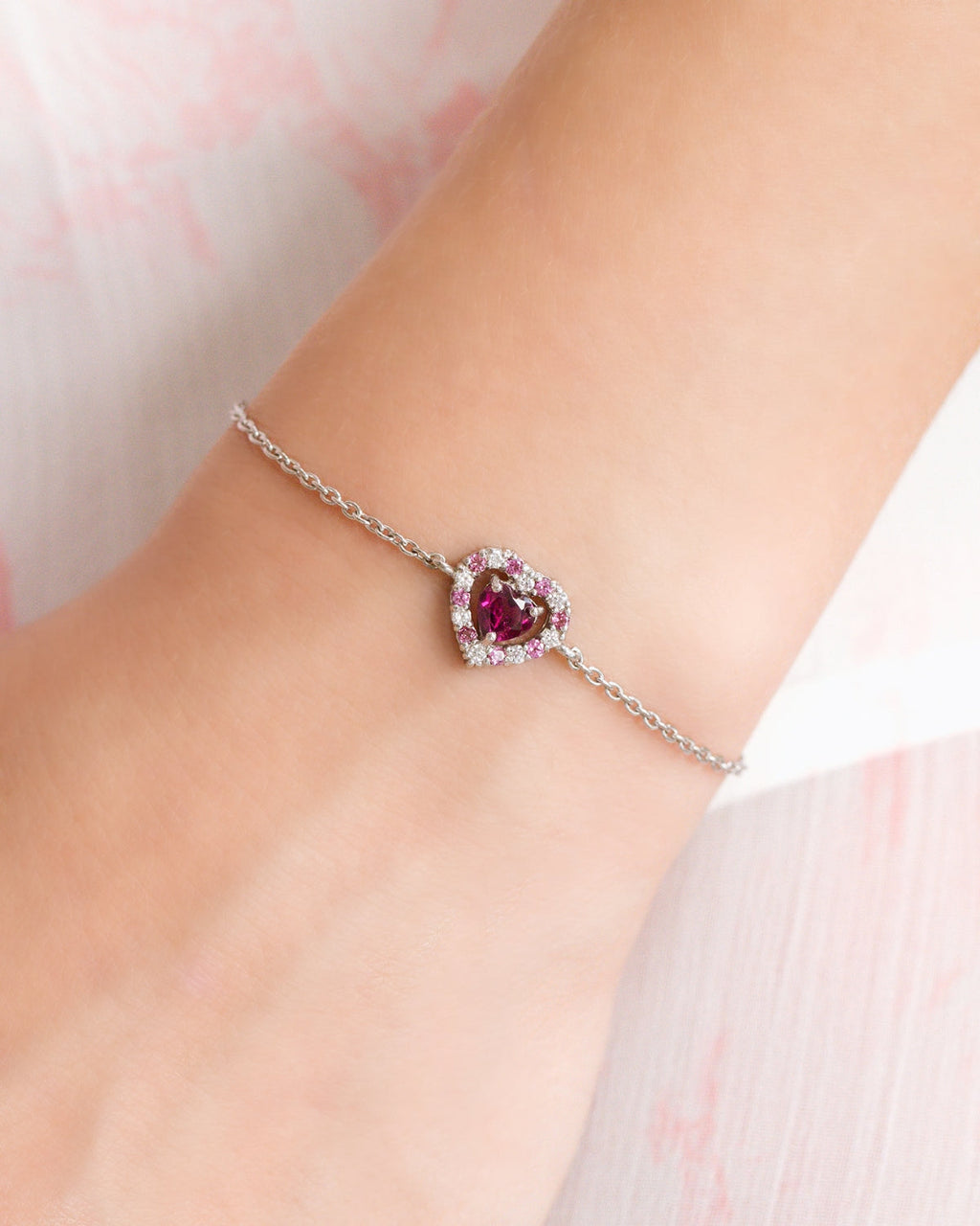 Red Heart Rhodolite Garnet Jewellery Set in Sterling Silver