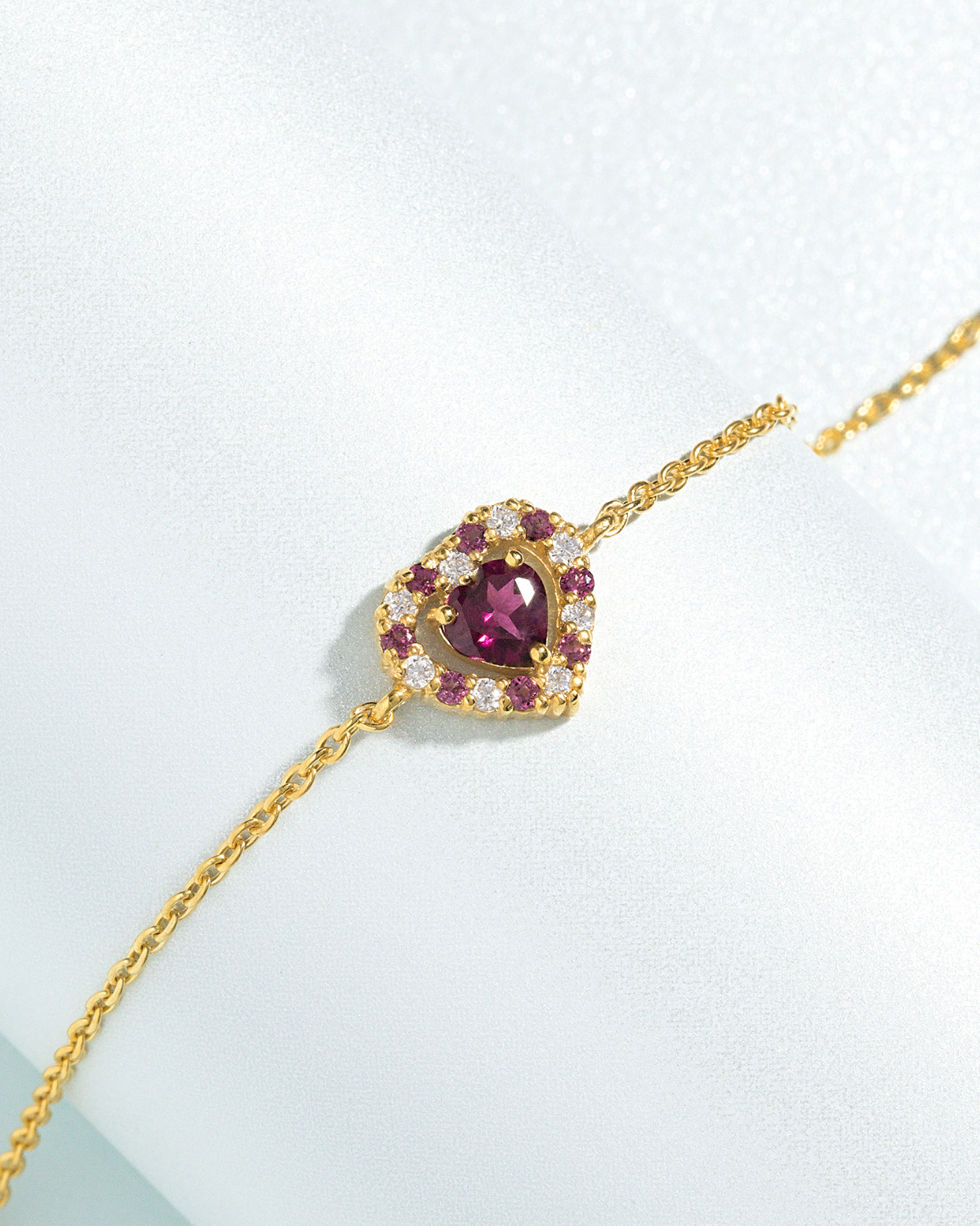 Red Heart Rhodolite Garnet Jewellery Set in 18k Gold Vermeil