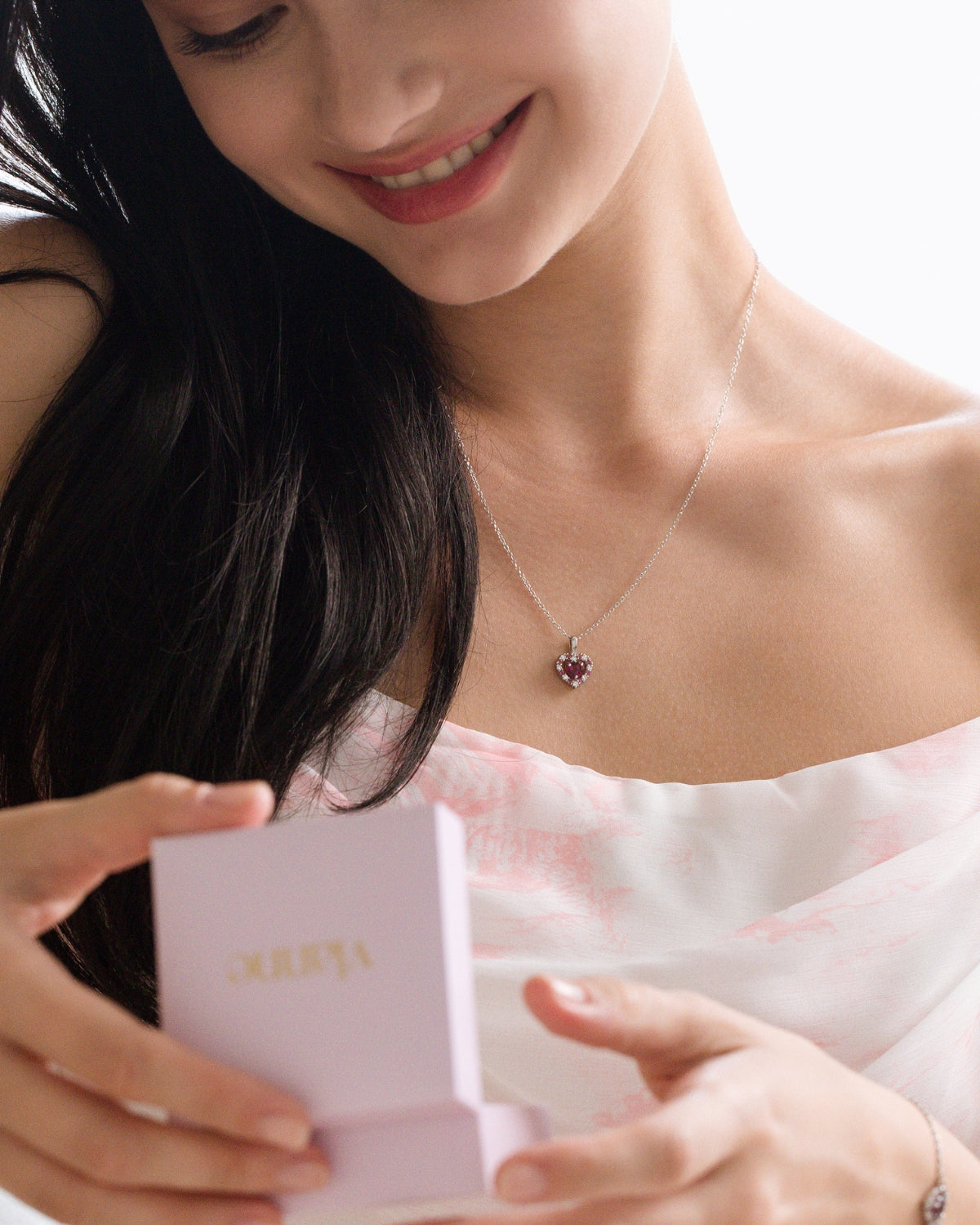 Red Heart Rhodolite Garnet Jewellery Set in Sterling Silver