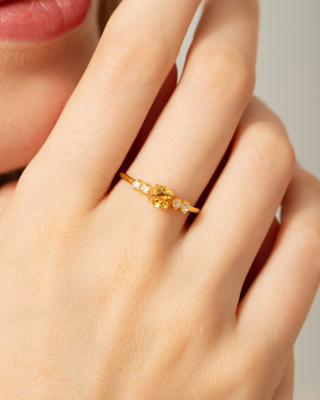 Citrine Five Stone Ring in 18k Gold Vermeil