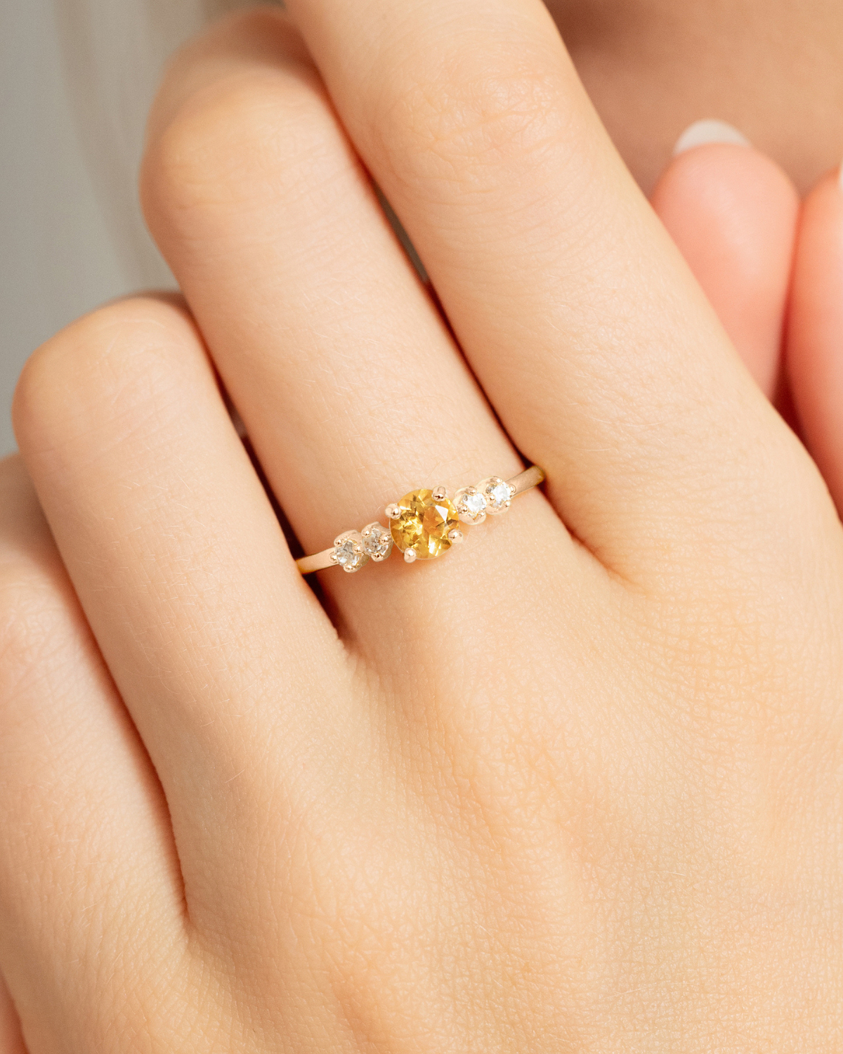 Citrine Five Stone Ring in Sterling Silver