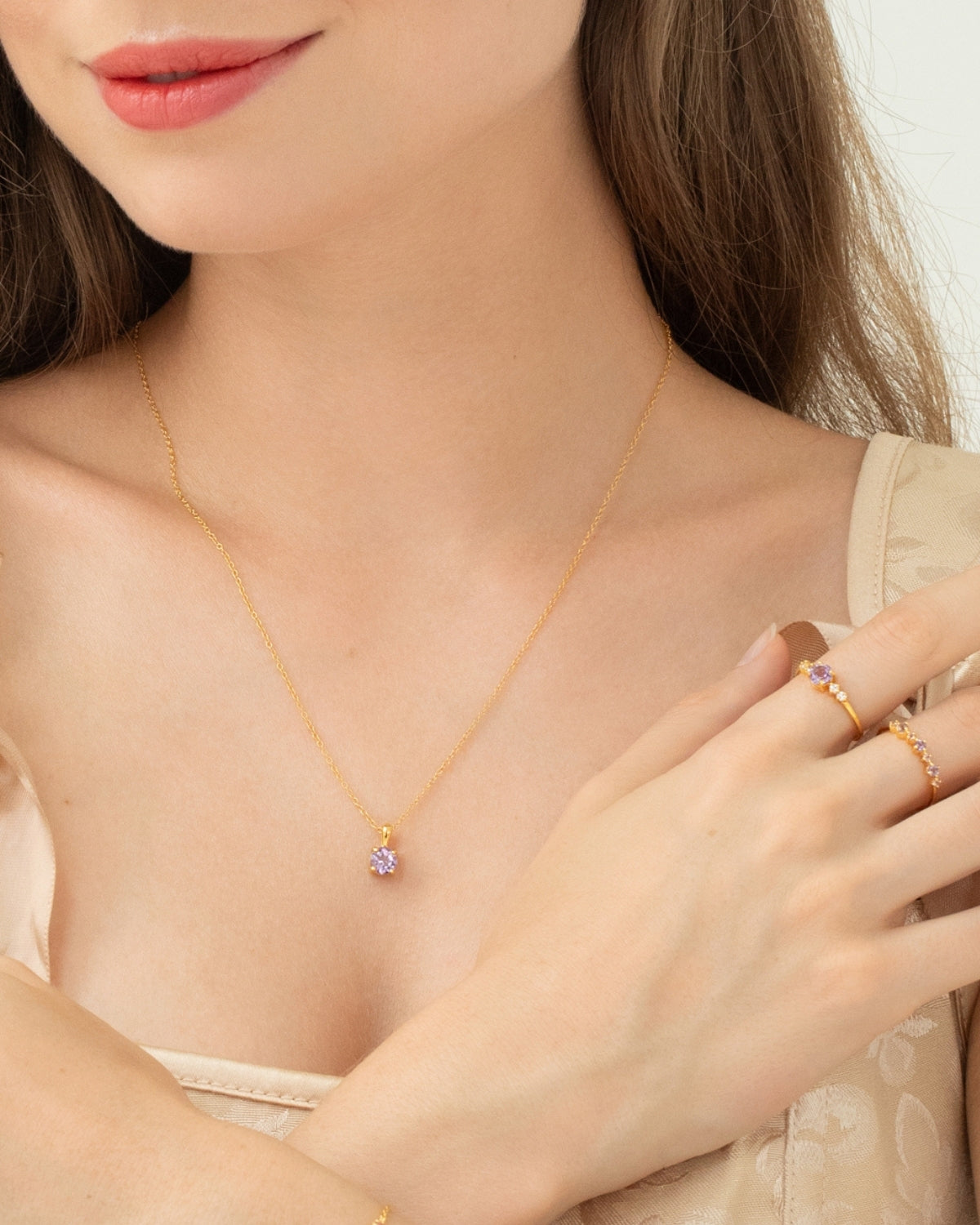 Lavender Amethyst Everyday Jewellery Gift Set in 18k Gold Vermeil