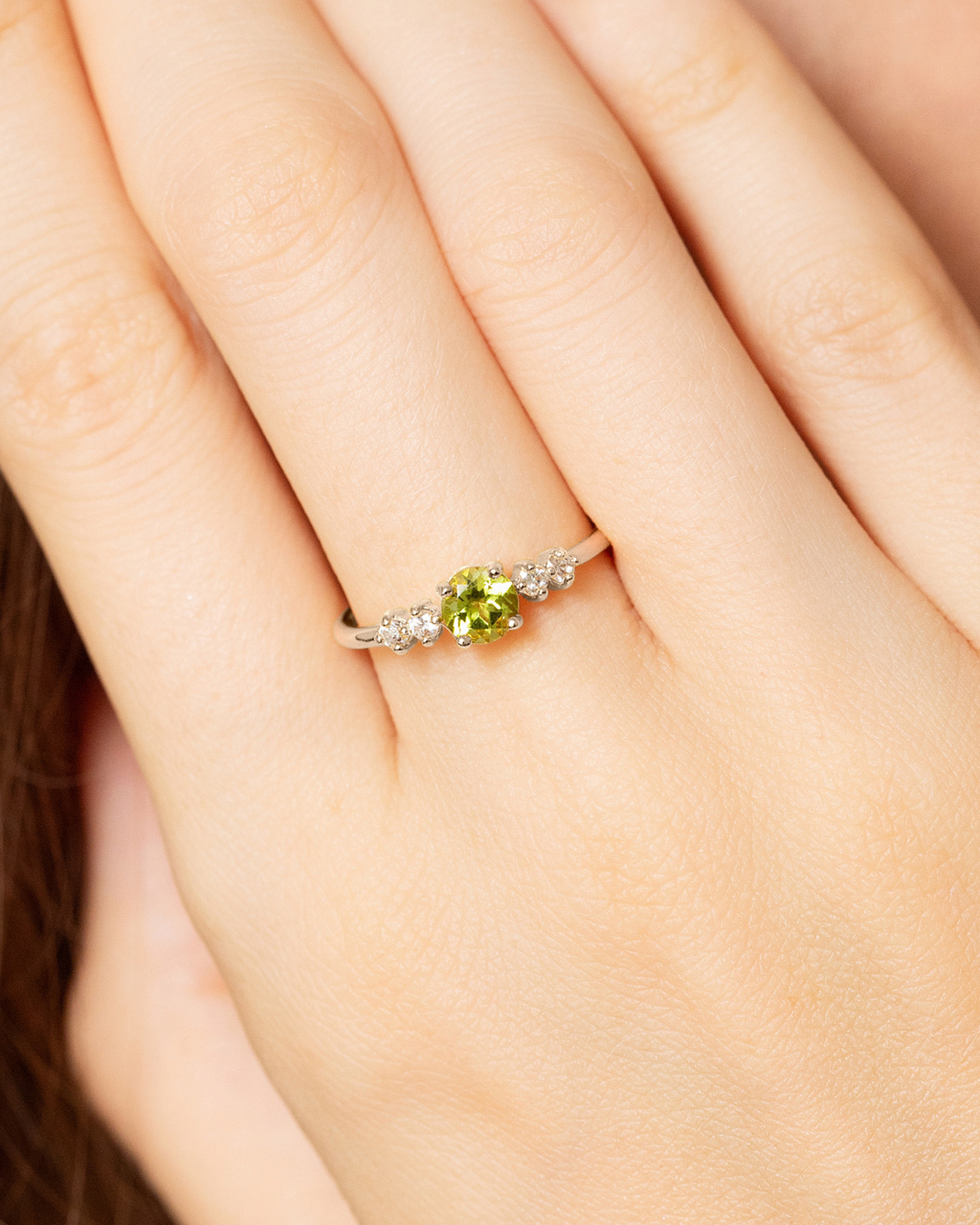 Peridot Five Stone Ring in Sterling Silver