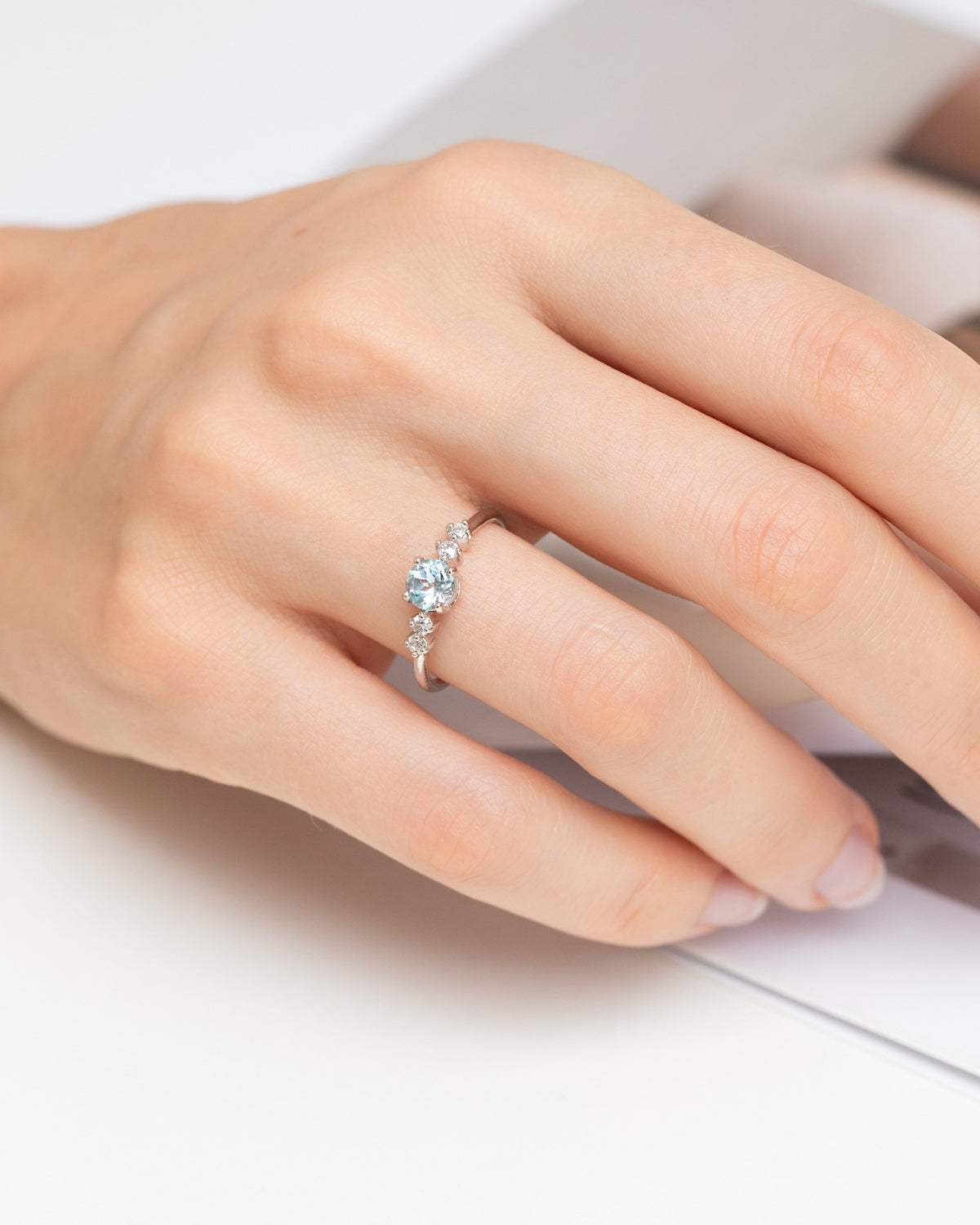 Sky Blue Topaz Five Stone Ring in Sterling Silver