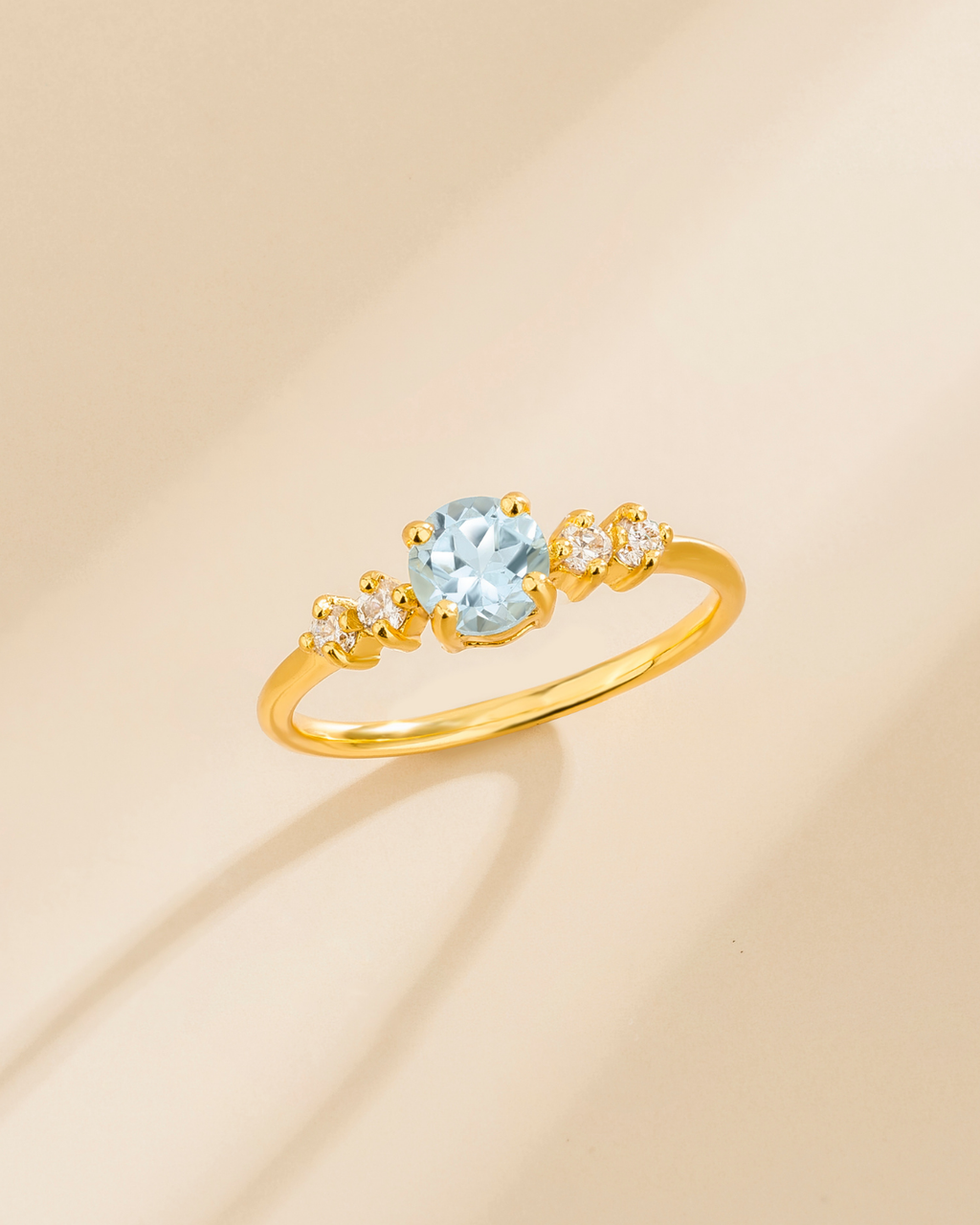 Sky Blue Topaz Five Stone Ring in 18k Gold Vermeil