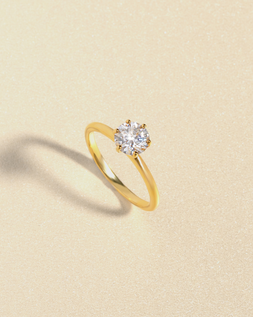 1 ct Round Solitaire Moissanite Engagement Ring in 18k Gold Vermeil